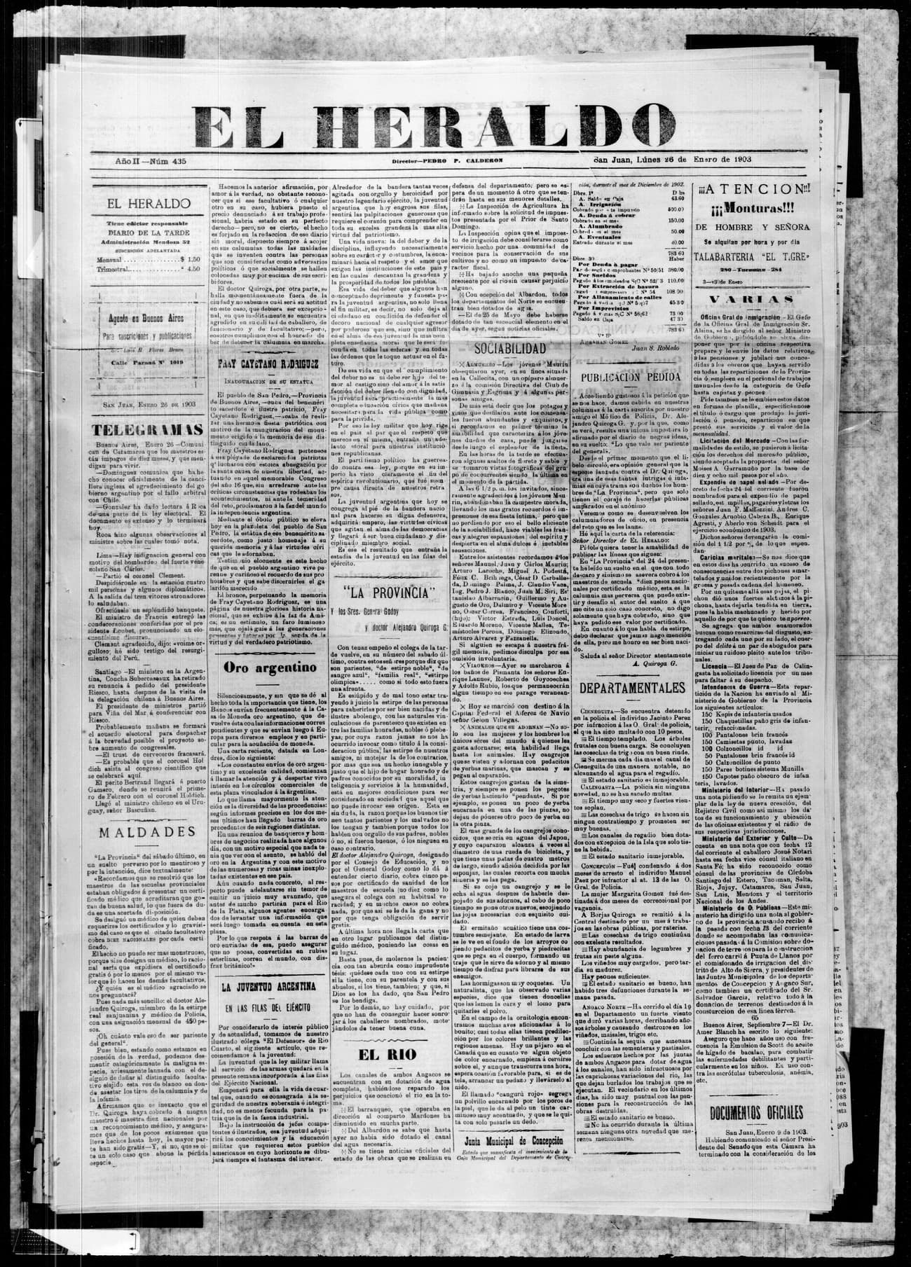 Portada · 26 de Enero de 1903