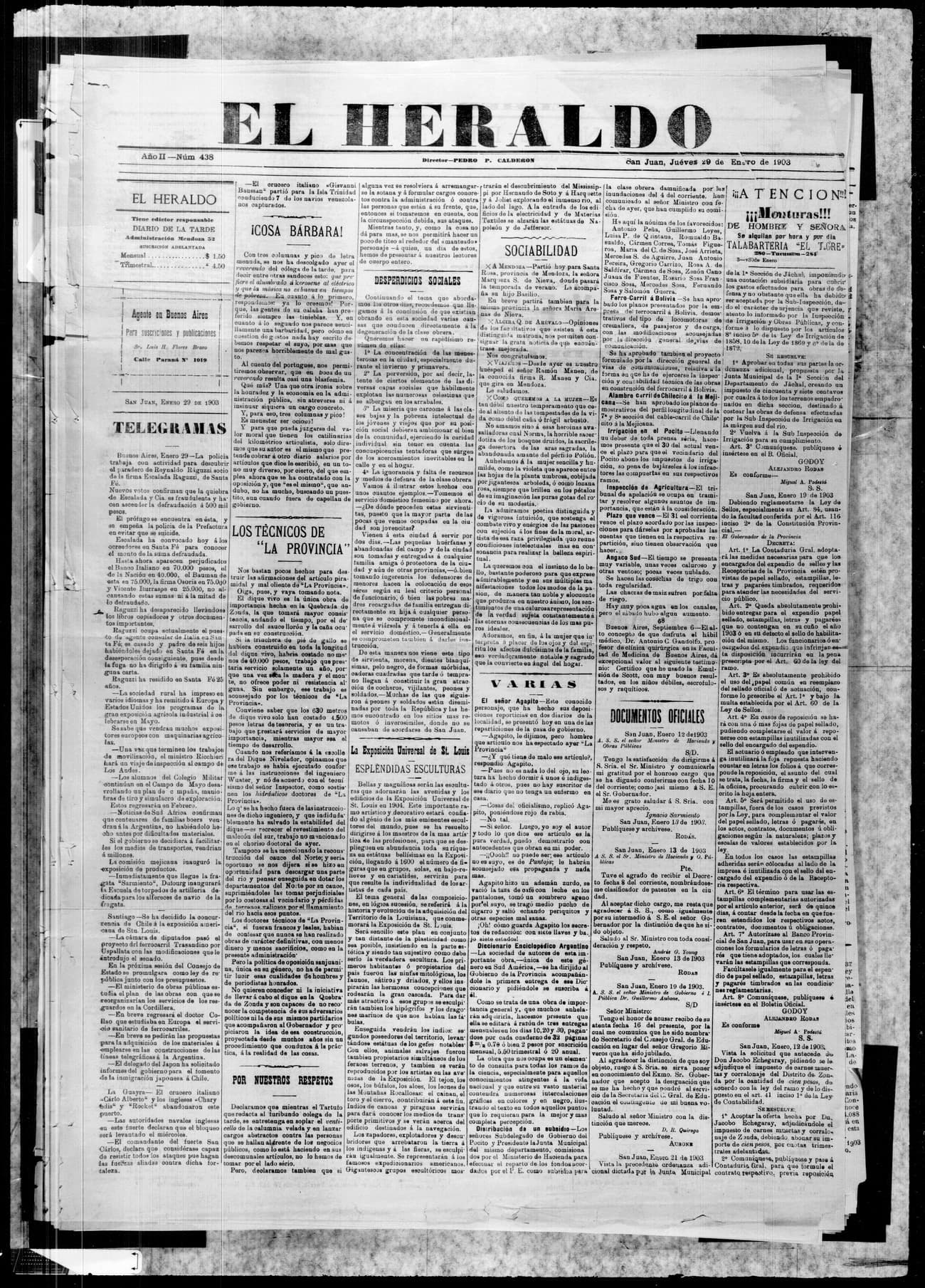 Portada · 29 de Enero de 1903