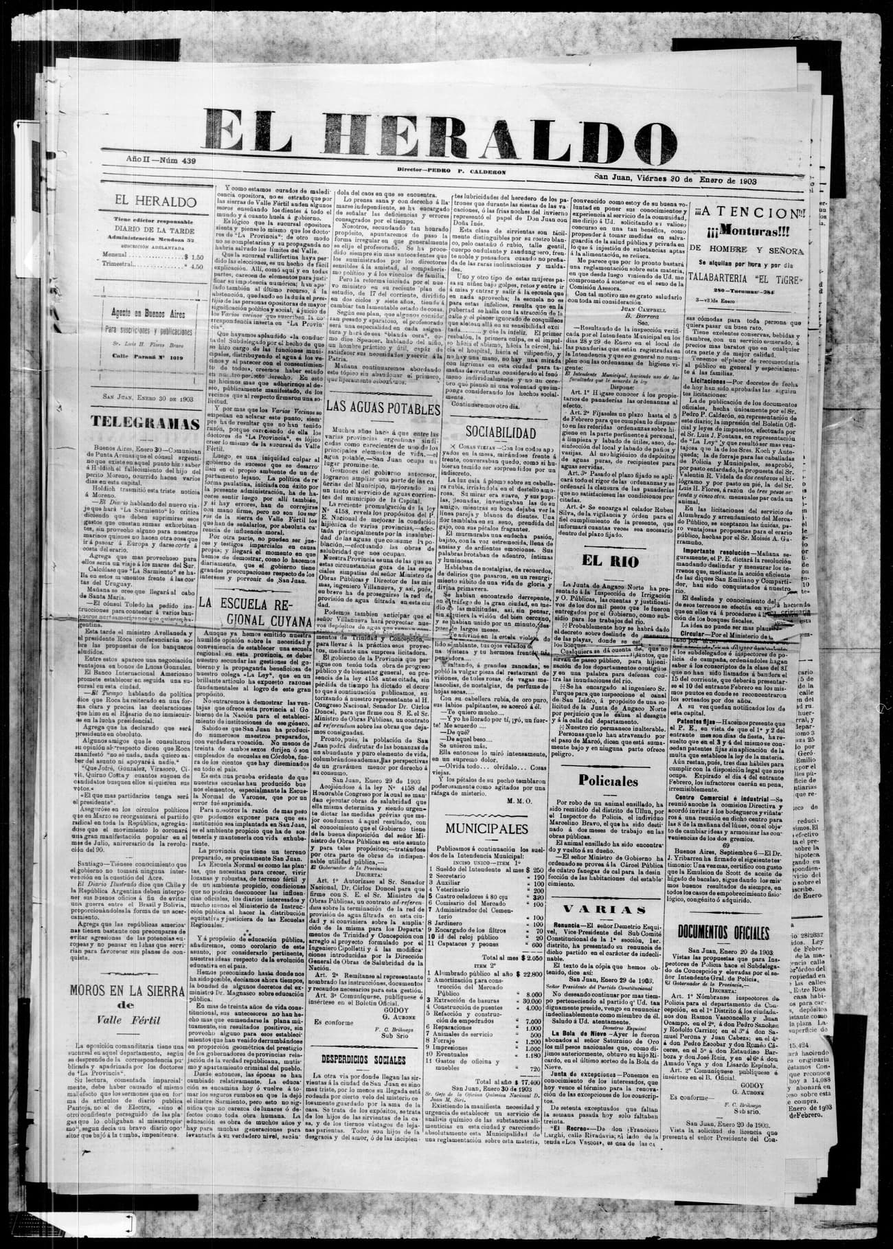 Portada · 30 de Enero de 1903