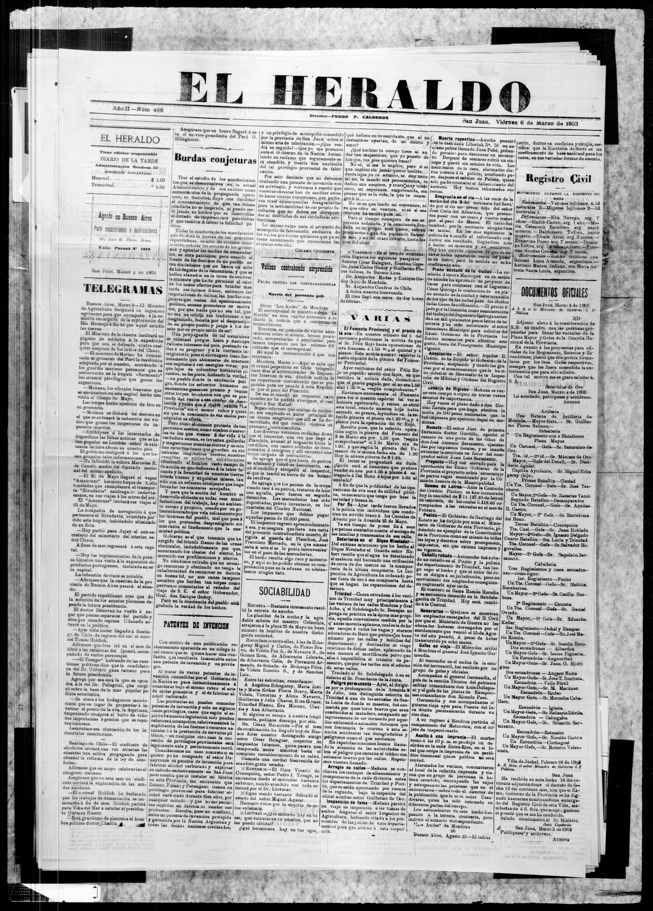 Portada · 6 de Marzo de 1903