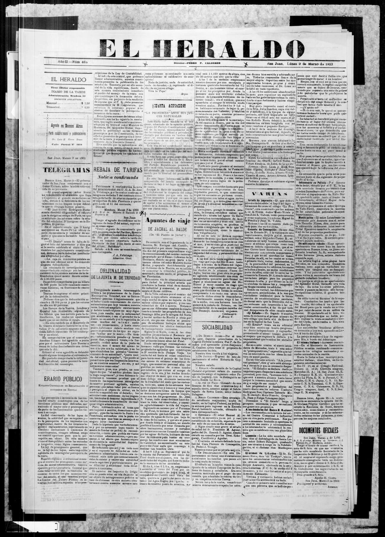 Portada · 9 de Marzo de 1903