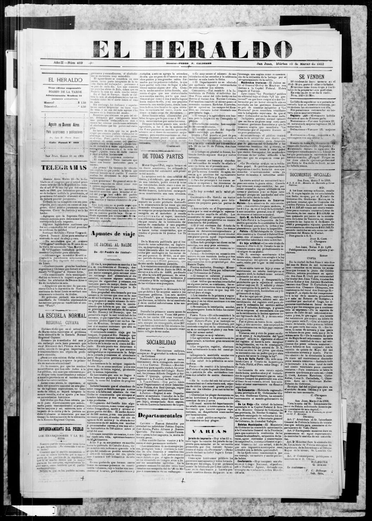 Portada · 10 de Marzo de 1903