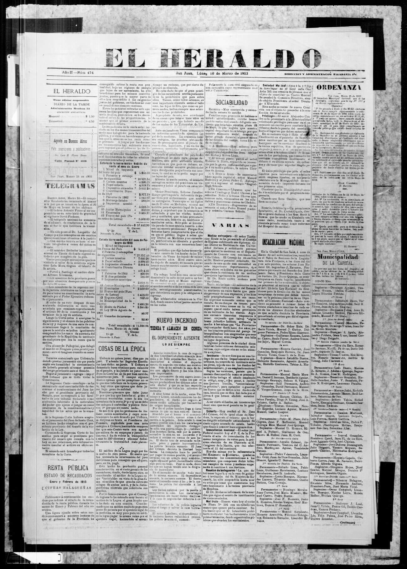 Portada · 16 de Marzo de 1903