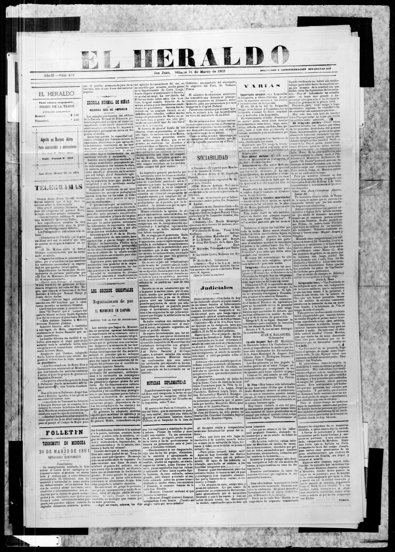 Portada · 21 de Marzo de 1903