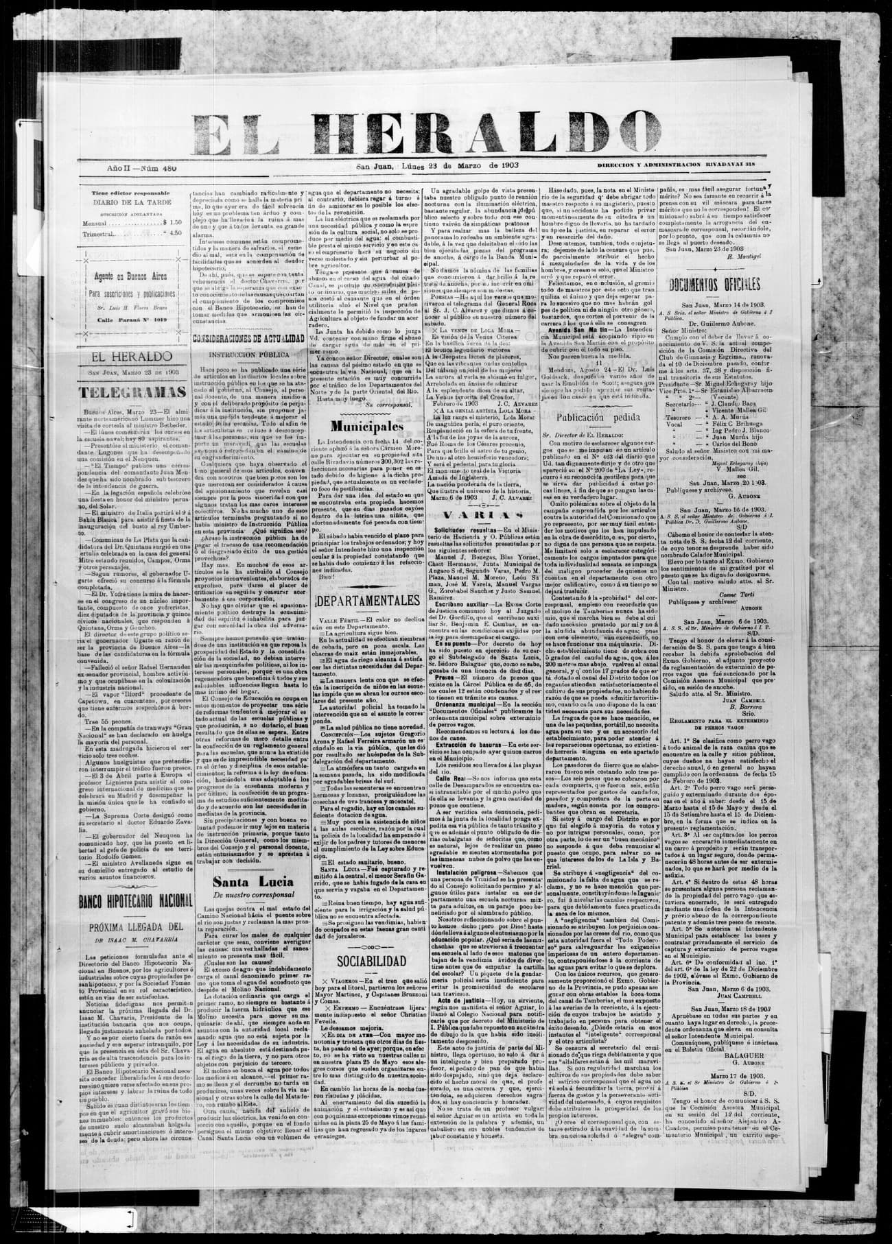 Portada · 23 de Marzo de 1903