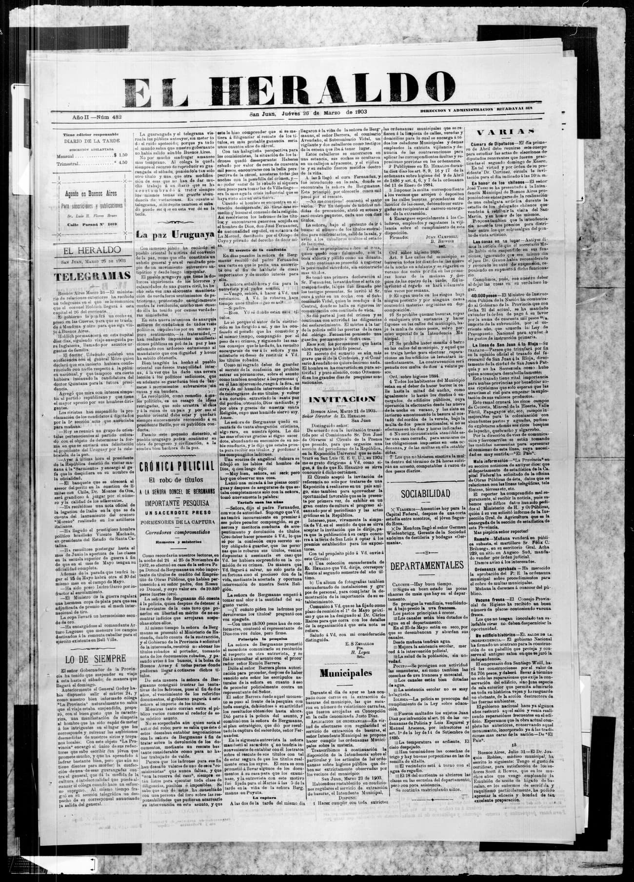 Portada · 26 de Marzo de 1903