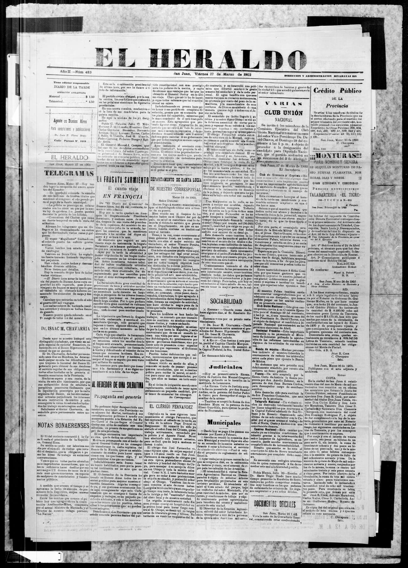 Portada · 27 de Marzo de 1903