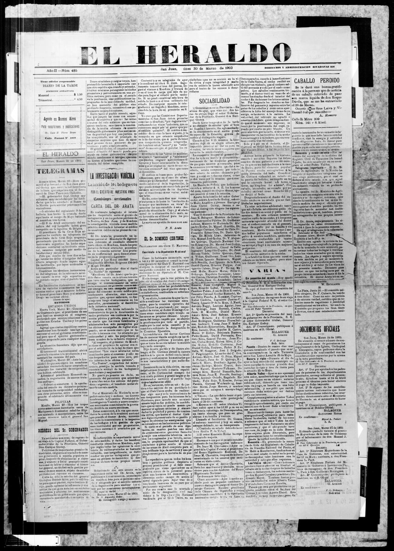 Portada · 30 de Marzo de 1903