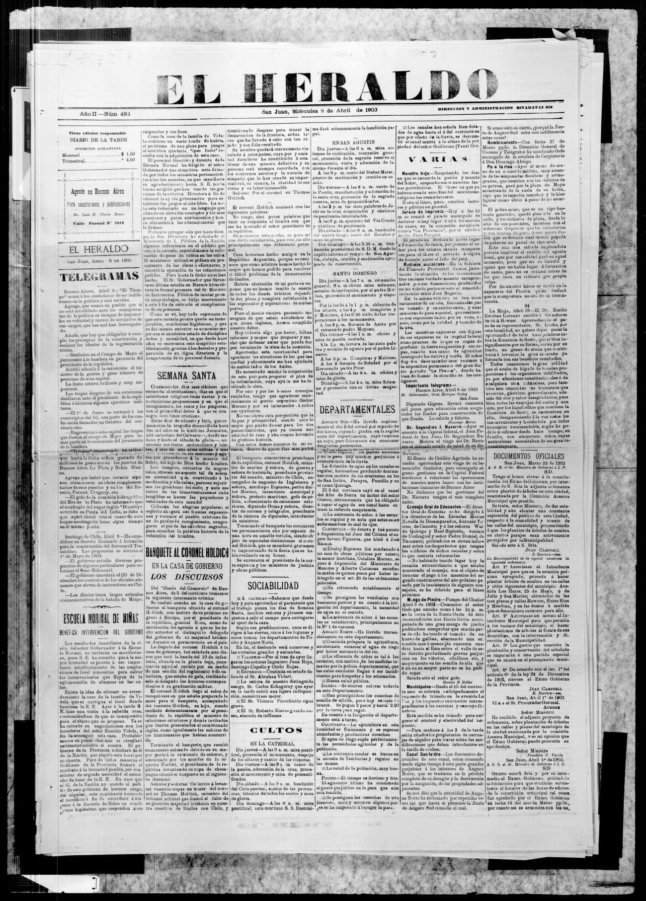 Portada · 8 de Abril de 1903