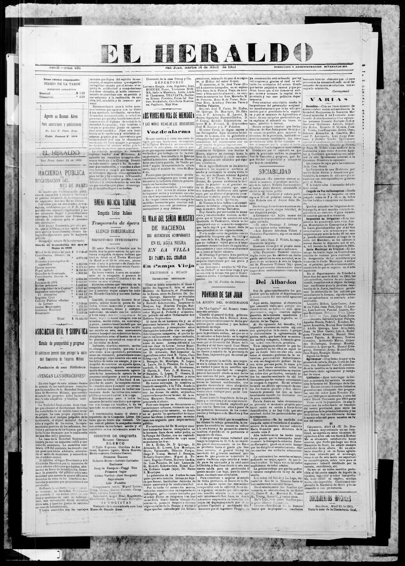 Portada · 14 de Abril de 1903
