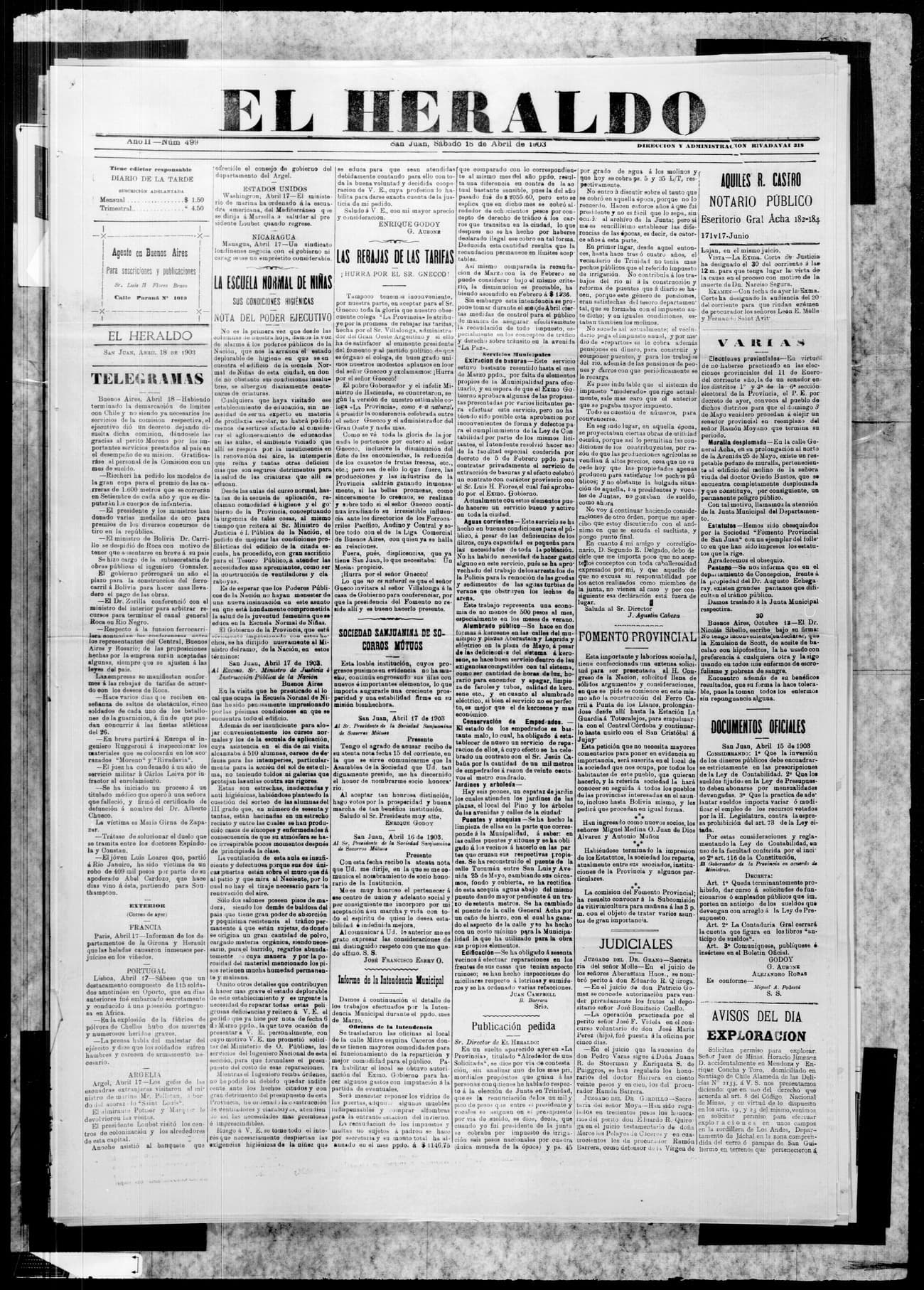 Portada · 18 de Abril de 1903