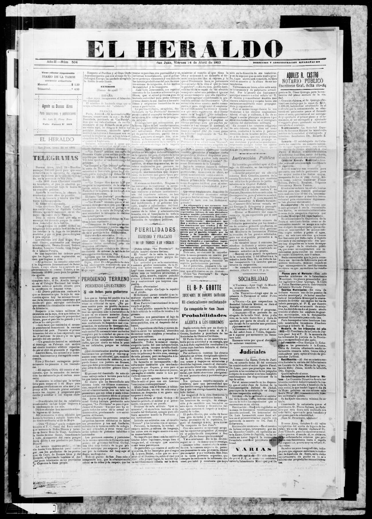 Portada · 24 de Abril de 1903