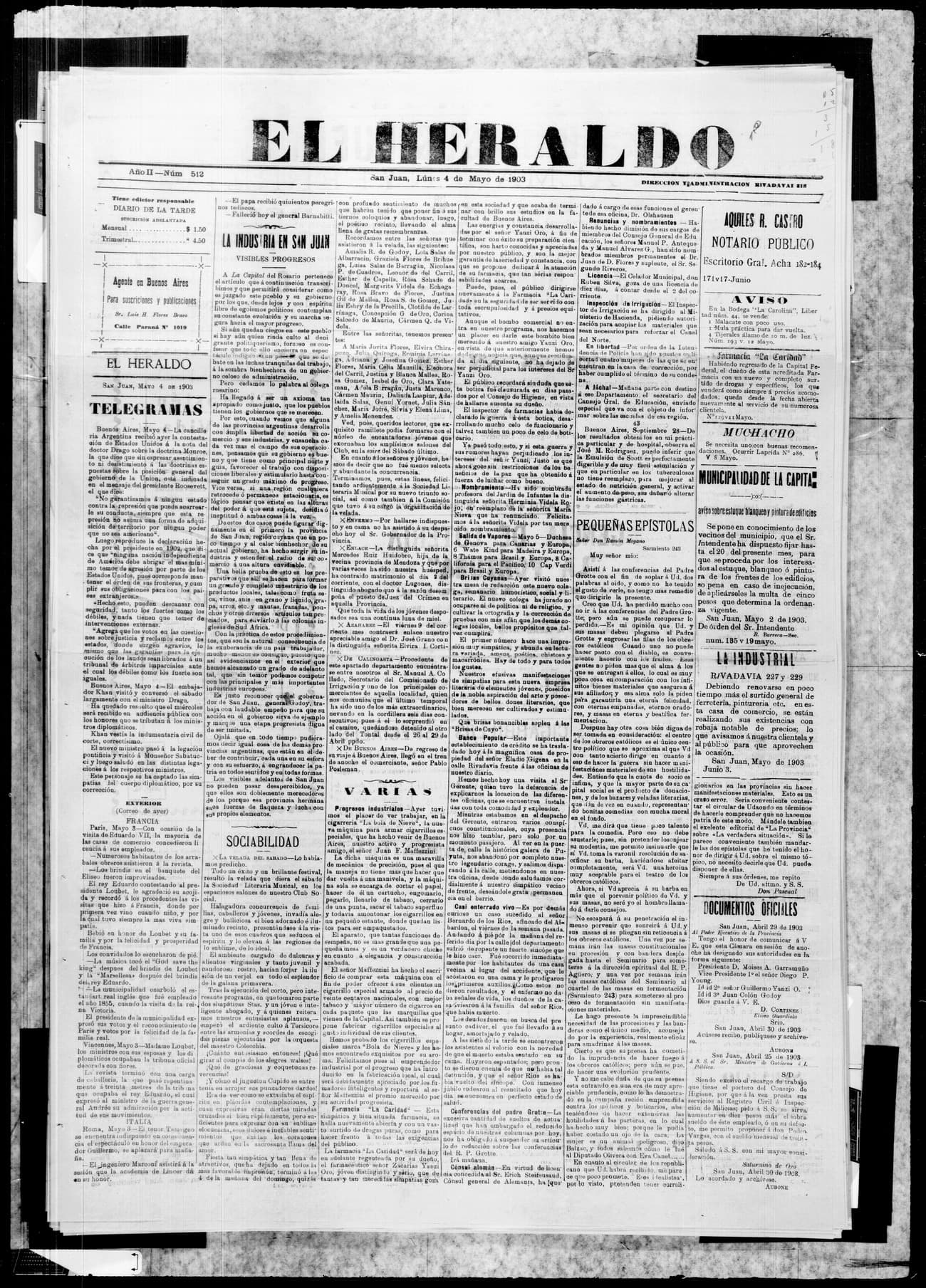 Portada · 4 de Mayo de 1903