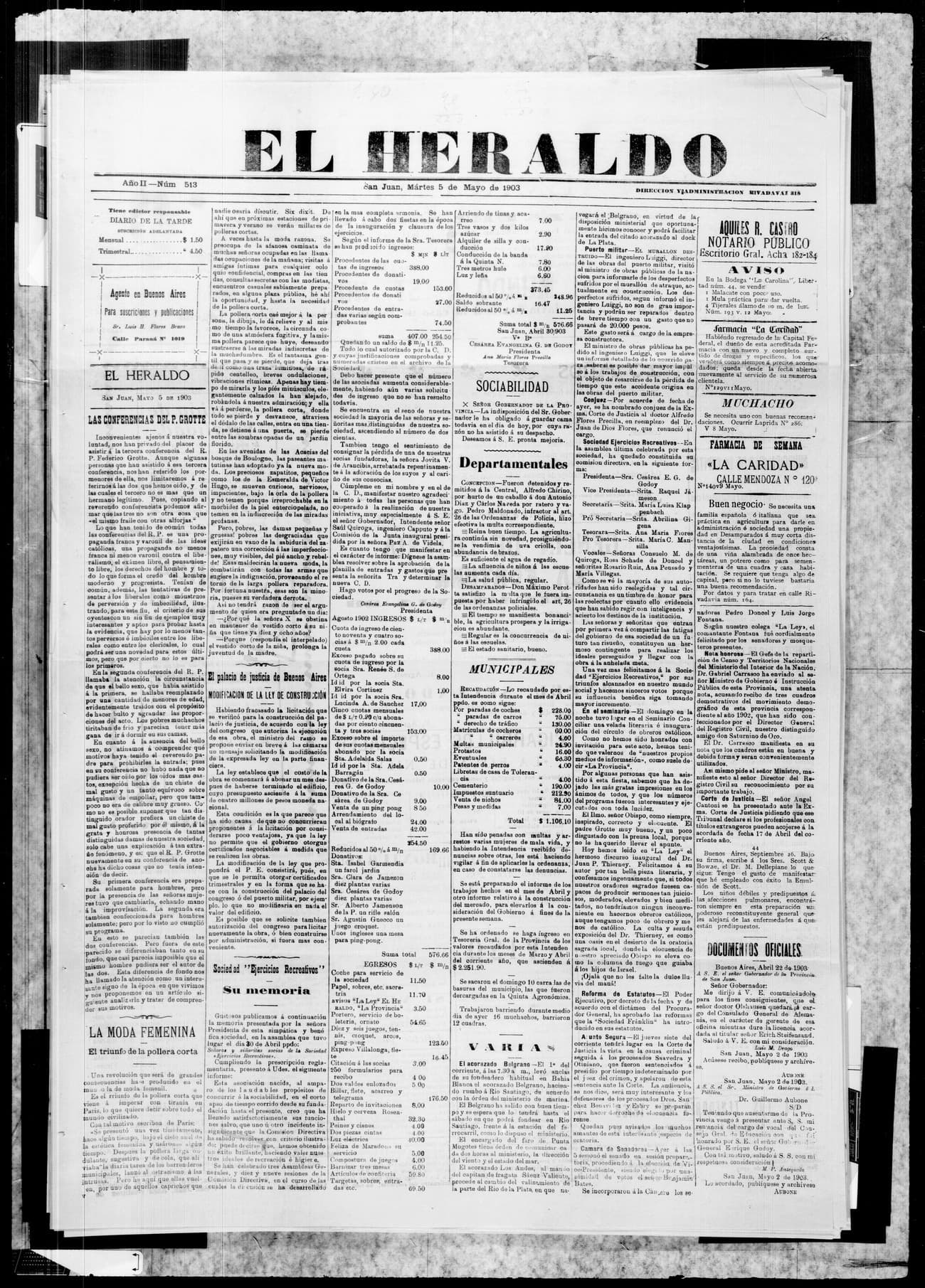 Portada · 5 de Mayo de 1903