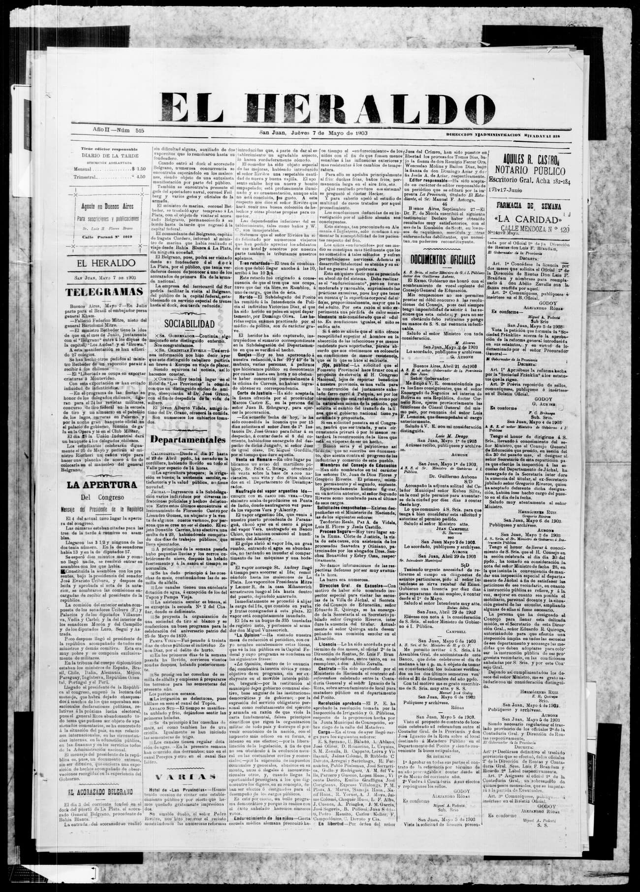 Portada · 7 de Mayo de 1903
