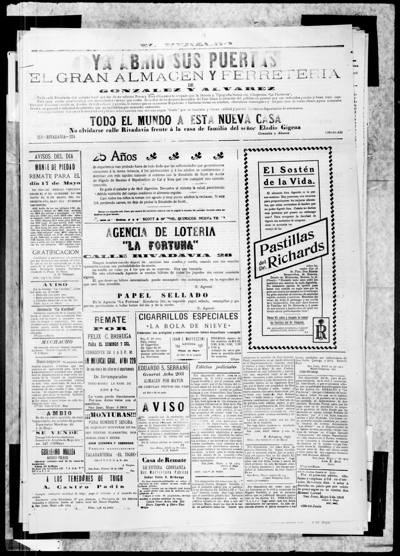 Portada · 8 de Mayo de 1903
