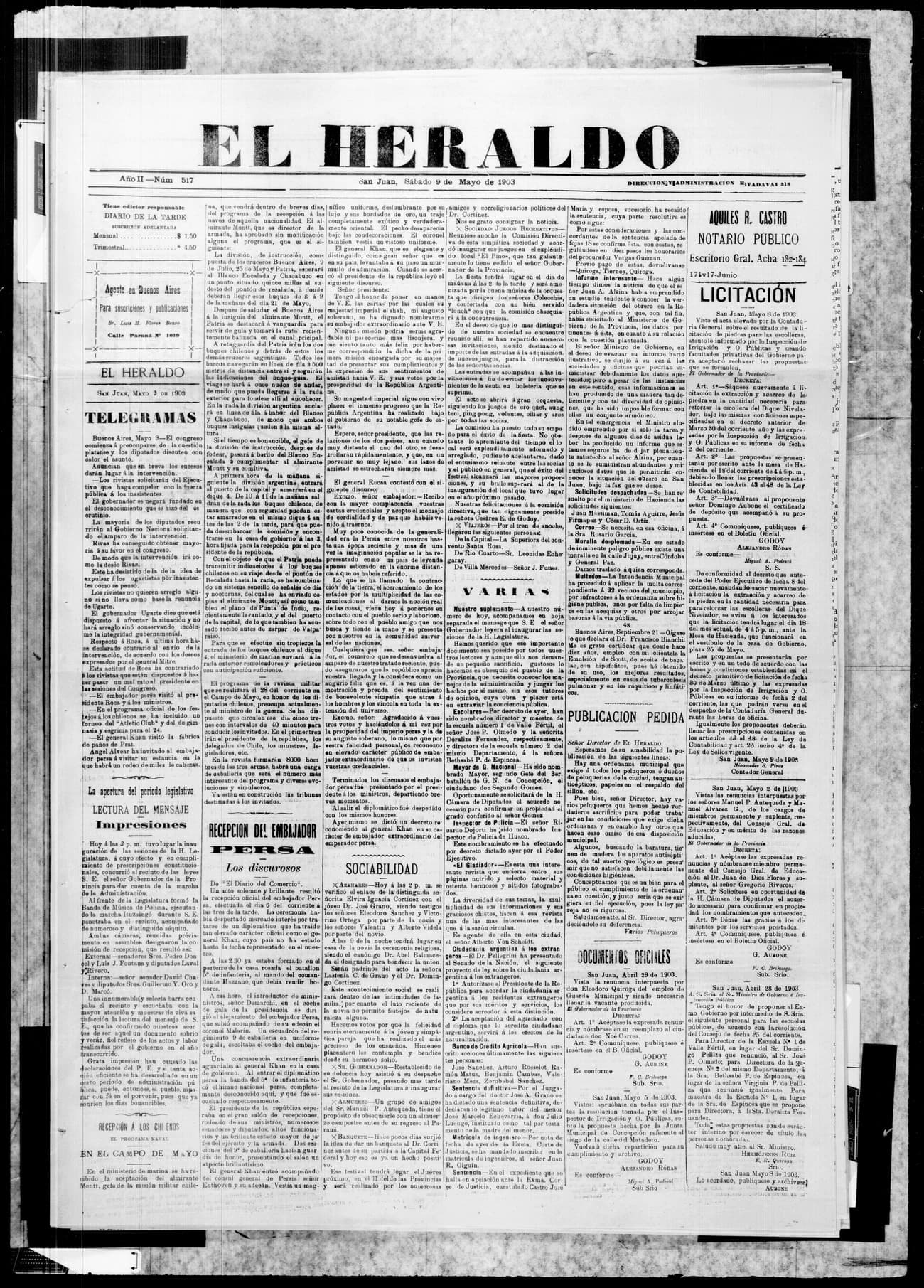 Portada · 9 de Mayo de 1903