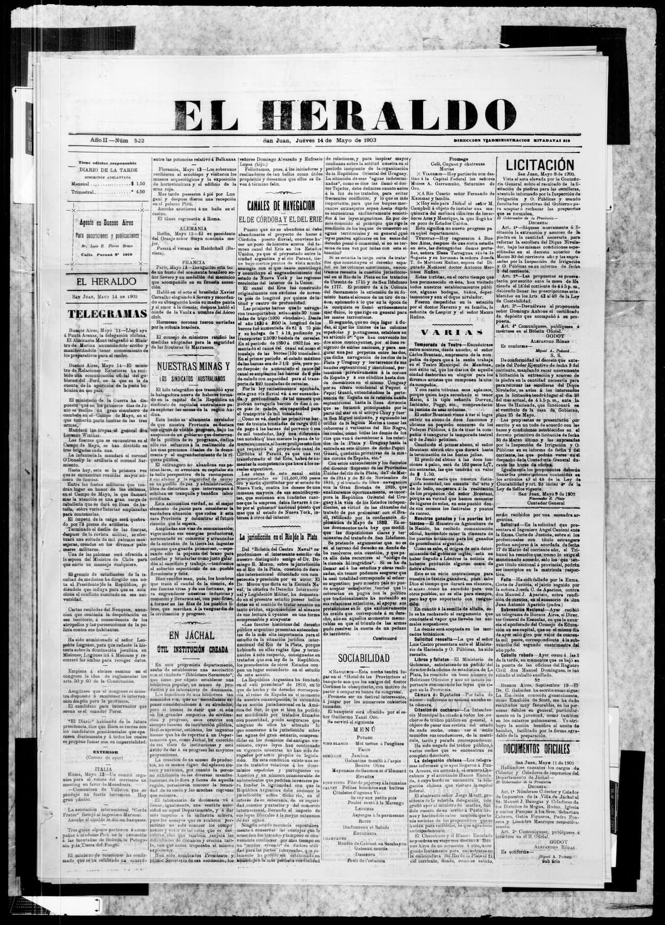 Portada · 14 de Mayo de 1903