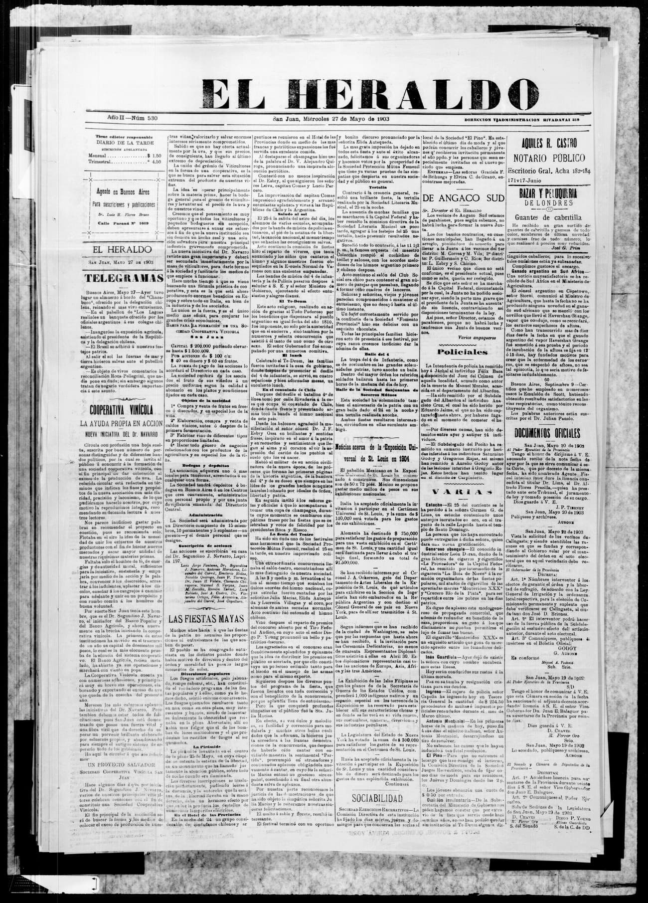 Portada · 27 de Mayo de 1903
