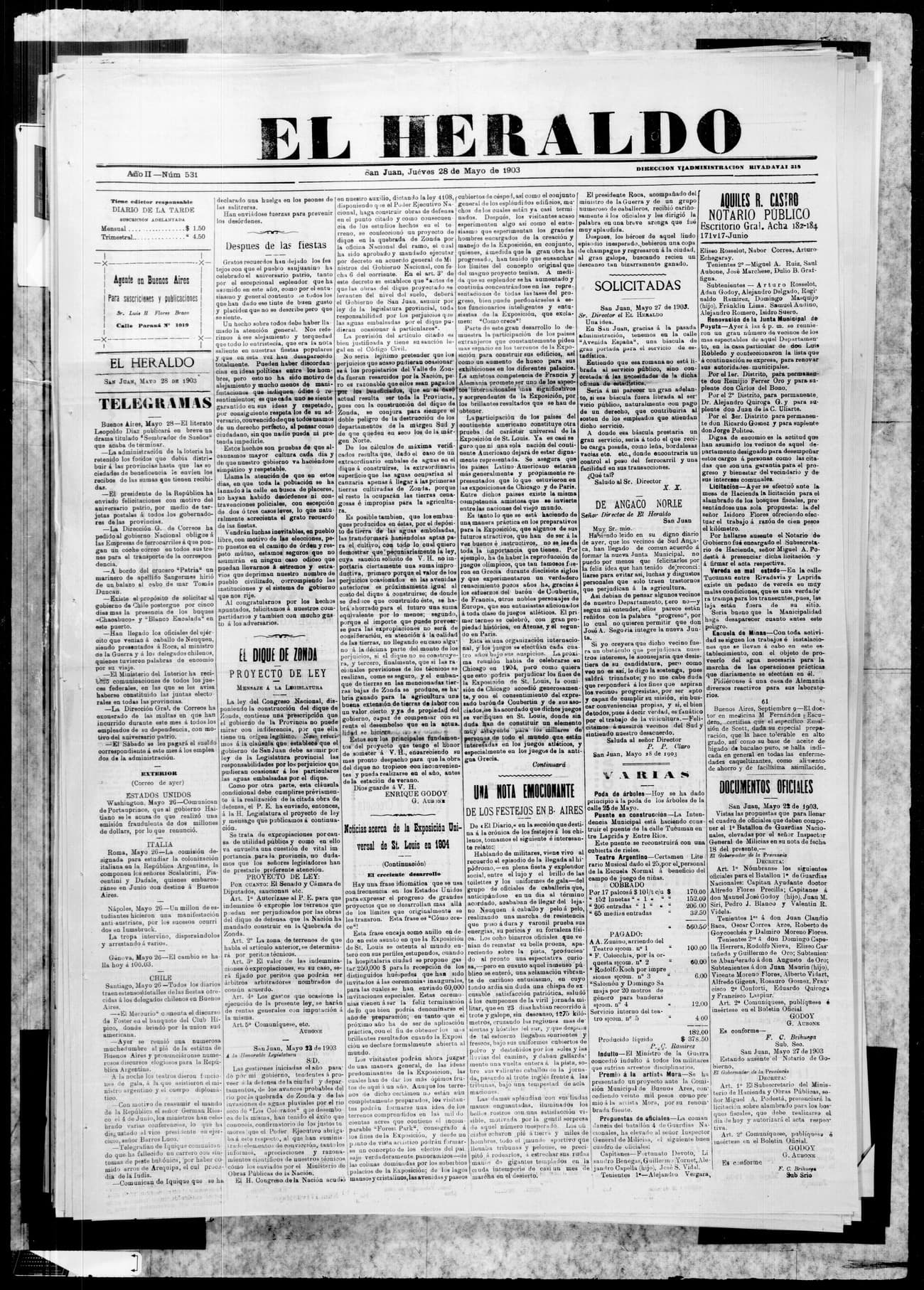 Portada · 28 de Mayo de 1903