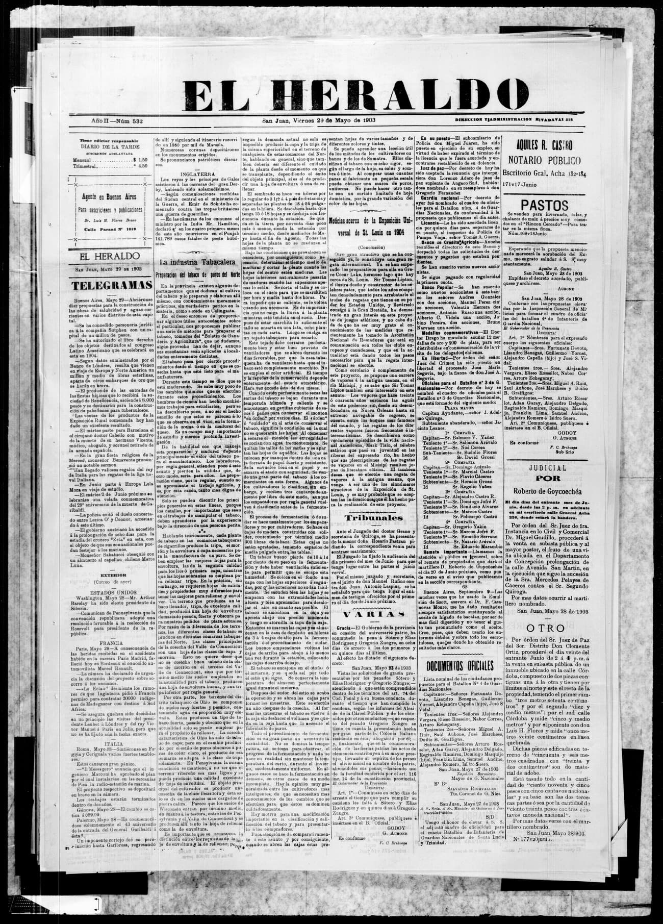 Portada · 29 de Mayo de 1903