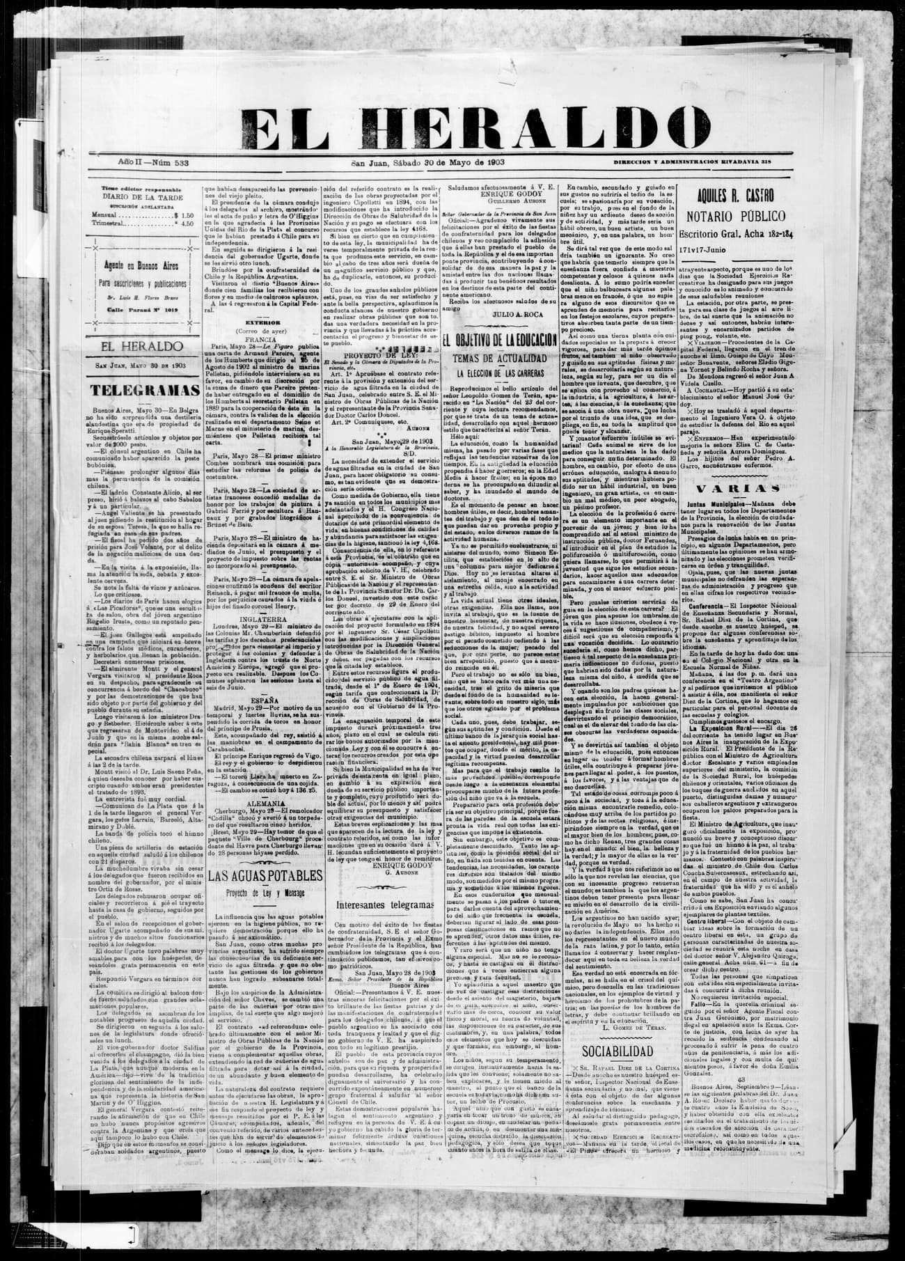 Portada de El Heraldo