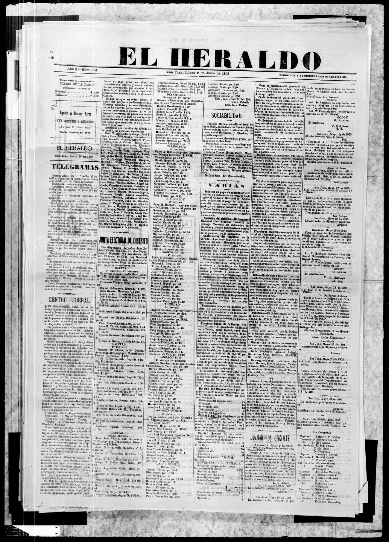 Portada · 1 de Junio de 1903