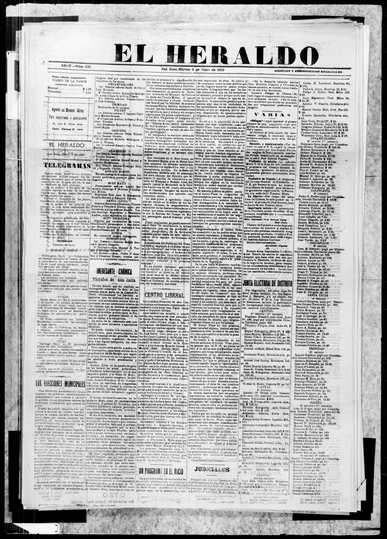 Portada · 2 de Junio de 1903