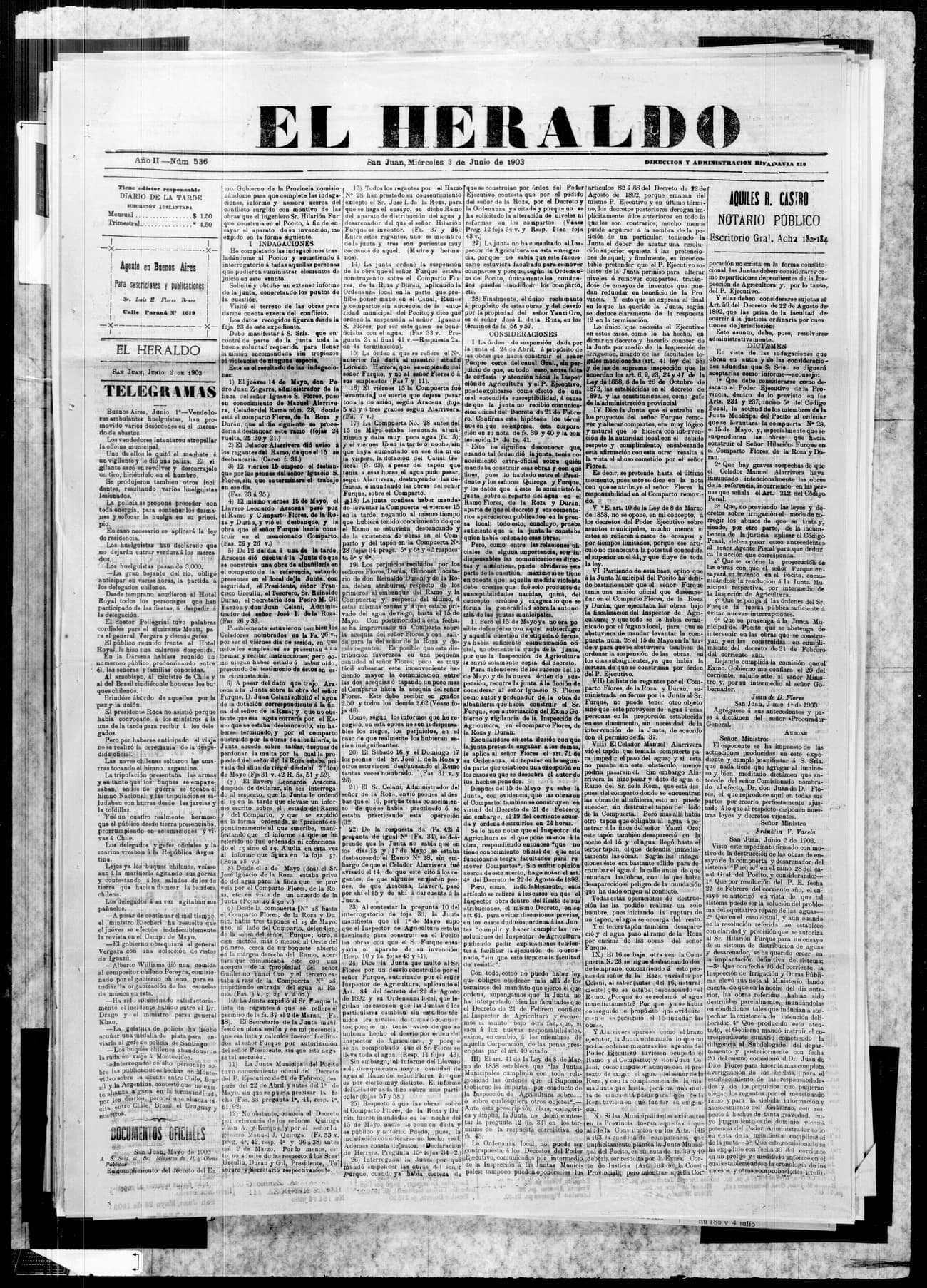 Portada · 3 de Junio de 1903