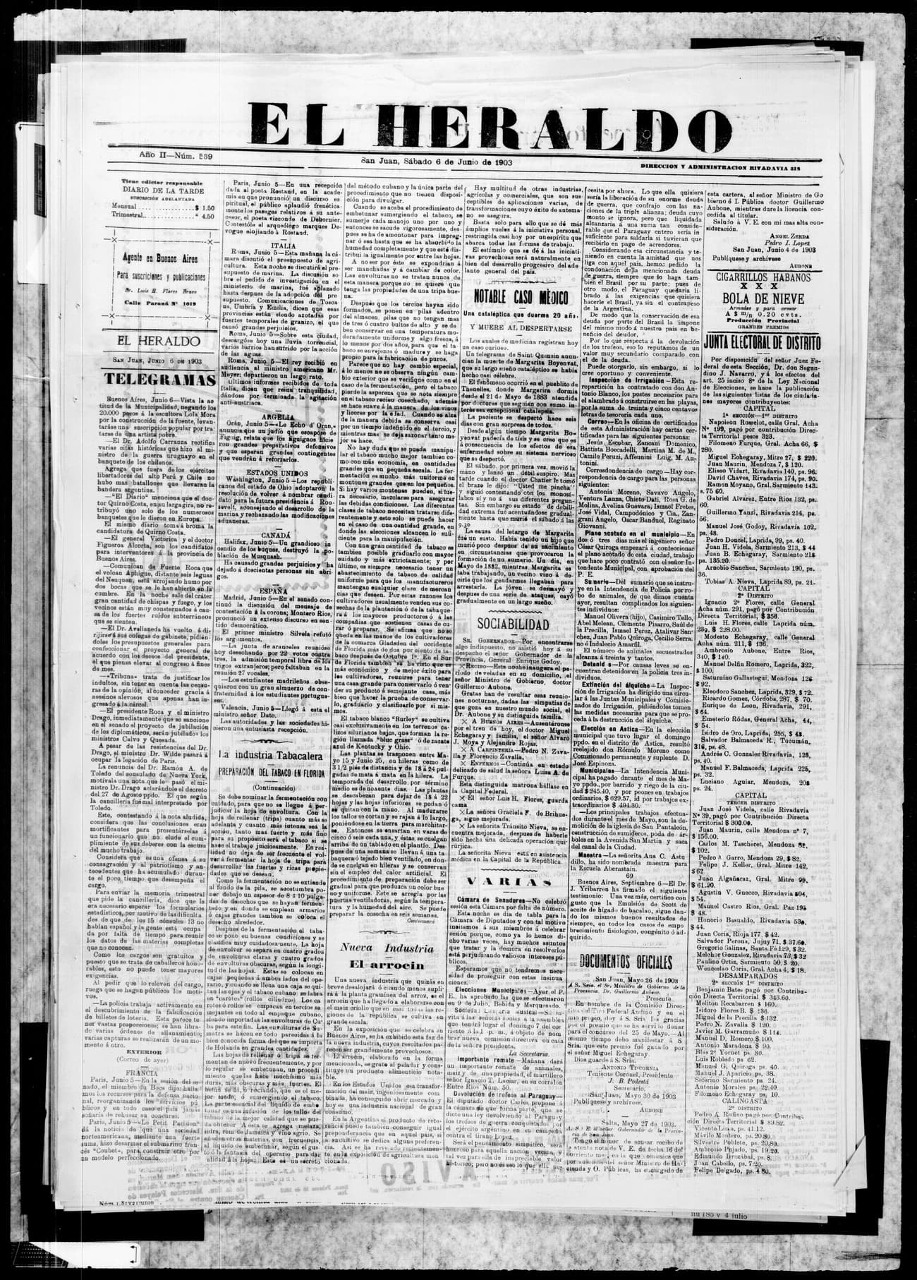 Portada · 6 de Junio de 1903