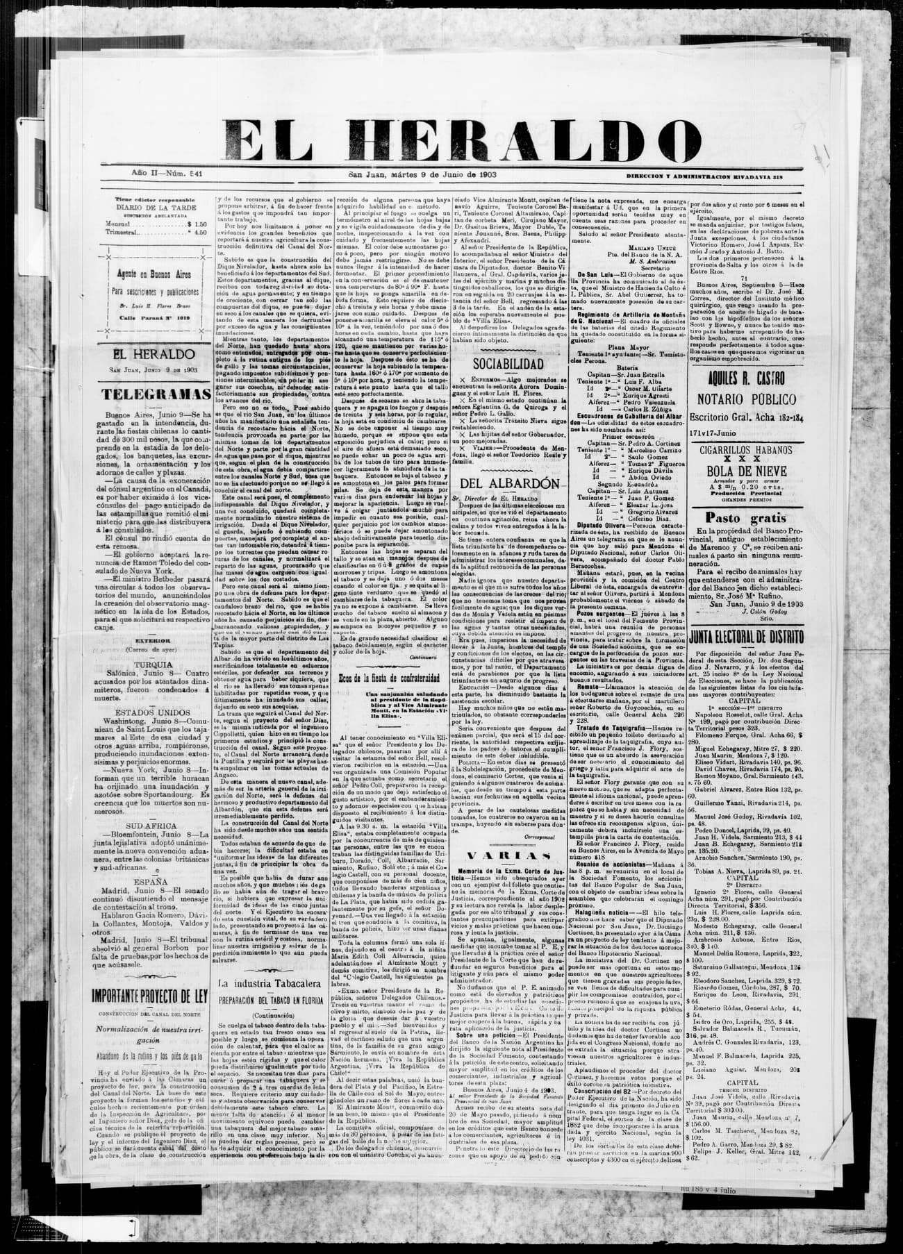 Portada · 9 de Julio de 1903