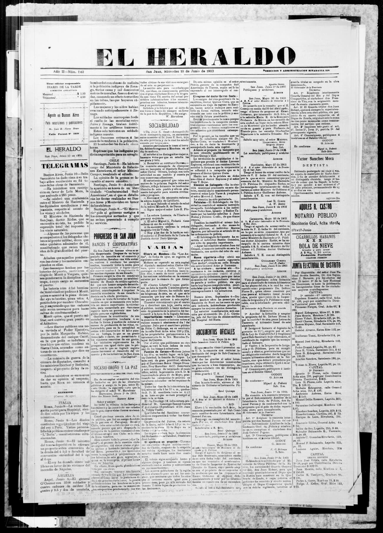 Portada · 10 de Junio de 1903