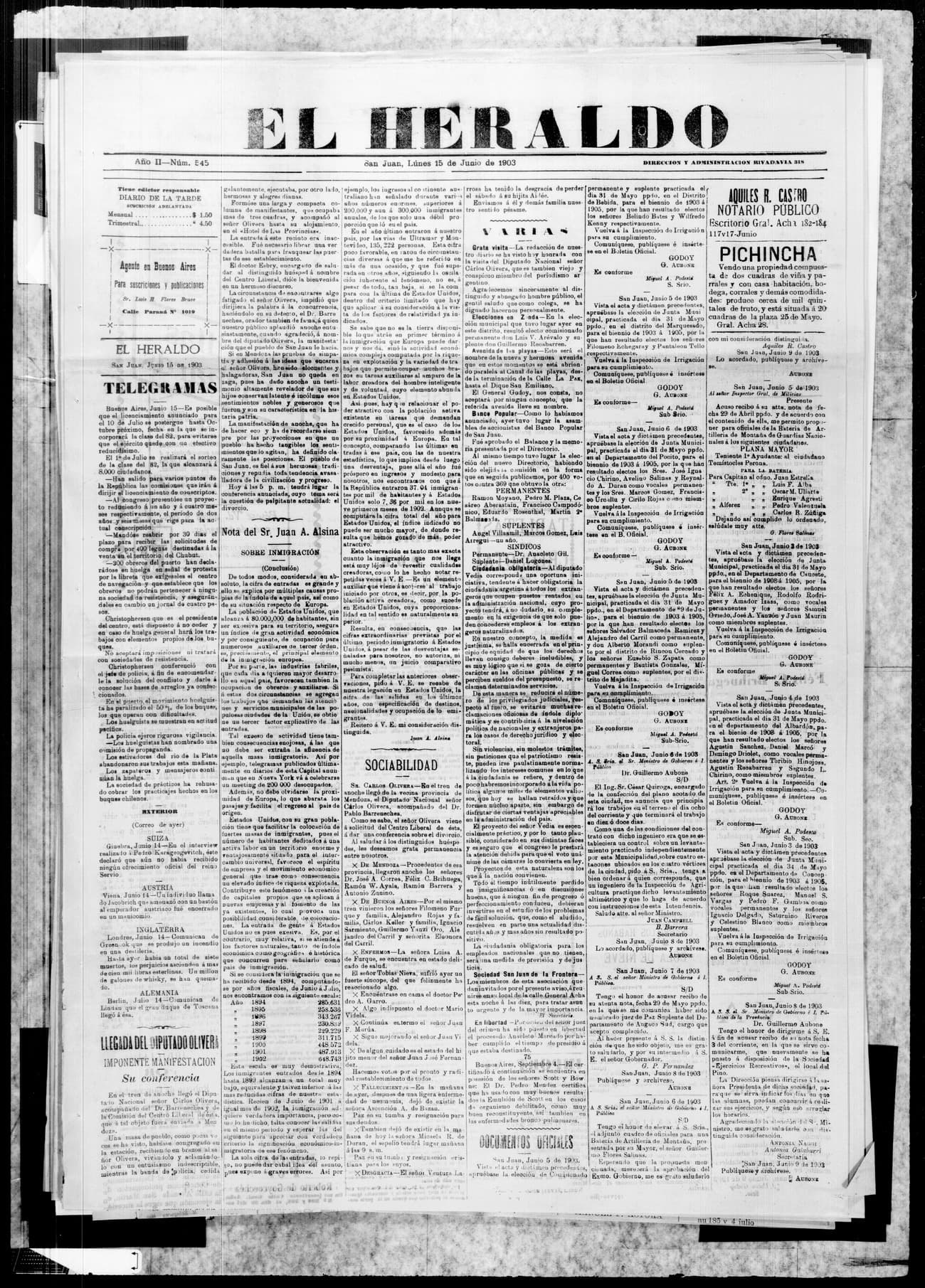 Portada · 15 de Junio de 1903
