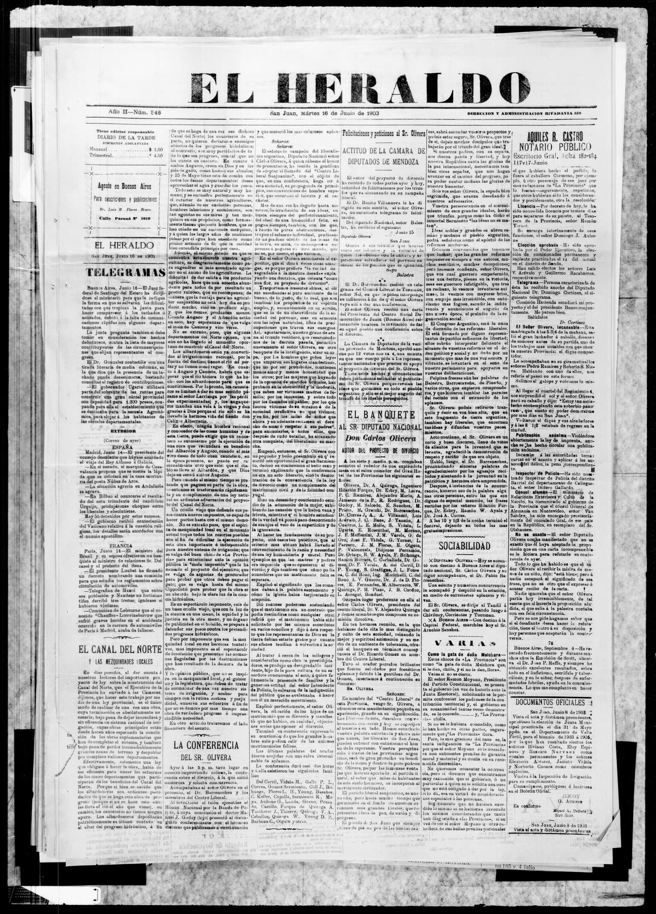 Portada · 16 de Junio de 1903