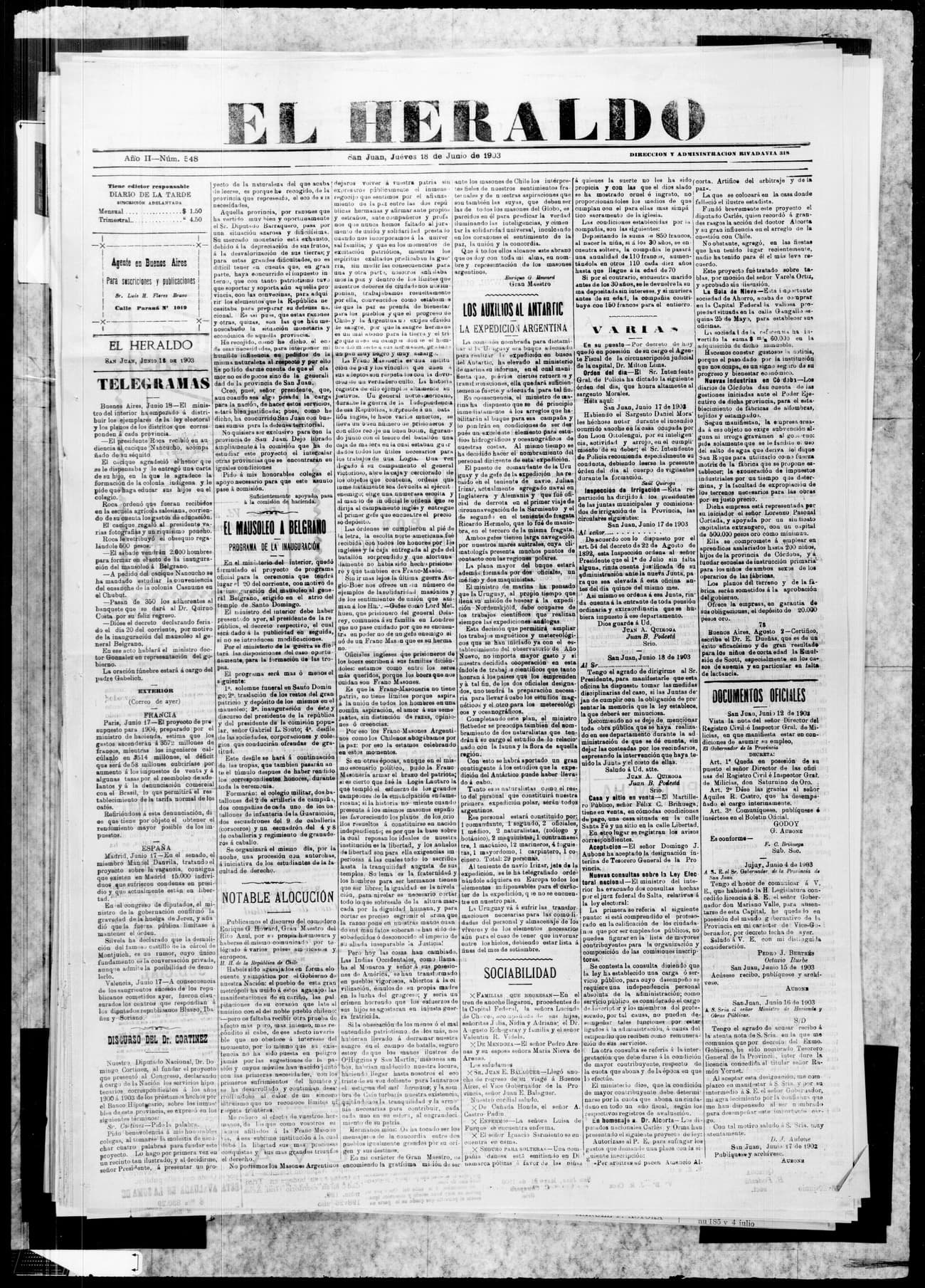 Portada · 18 de Junio de 1903