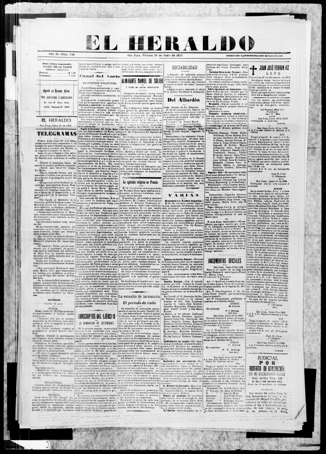 Portada · 19 de Junio de 1903