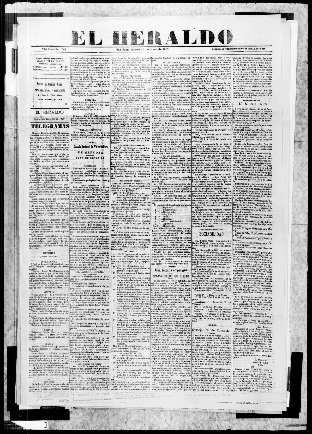 Portada · 23 de Junio de 1903