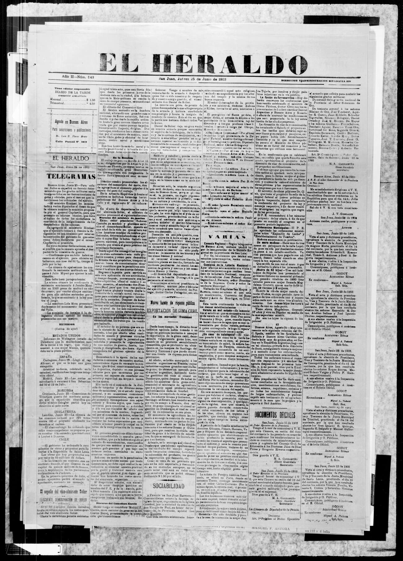 Portada · 25 de Junio de 1903