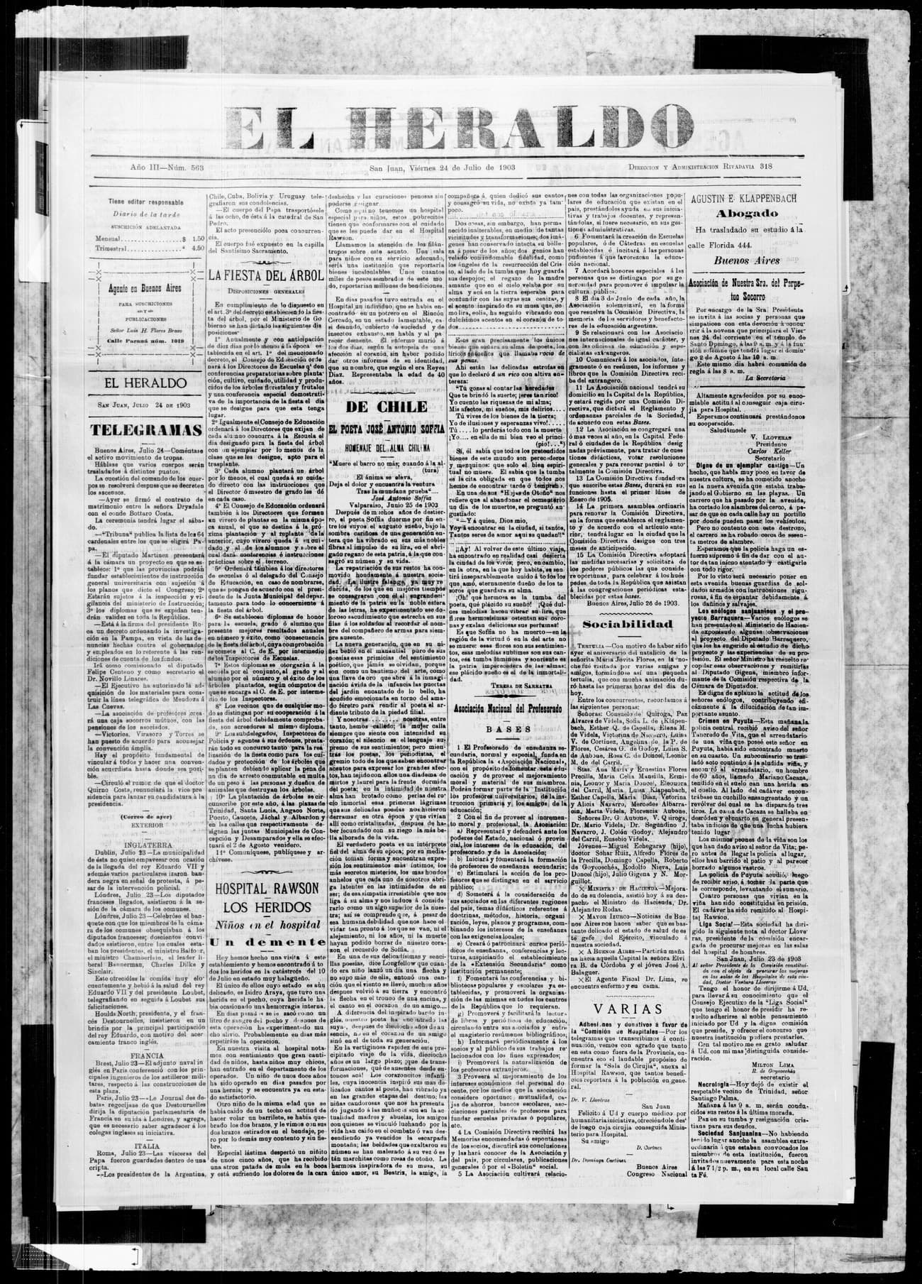 Portada · 24 de Julio de 1903