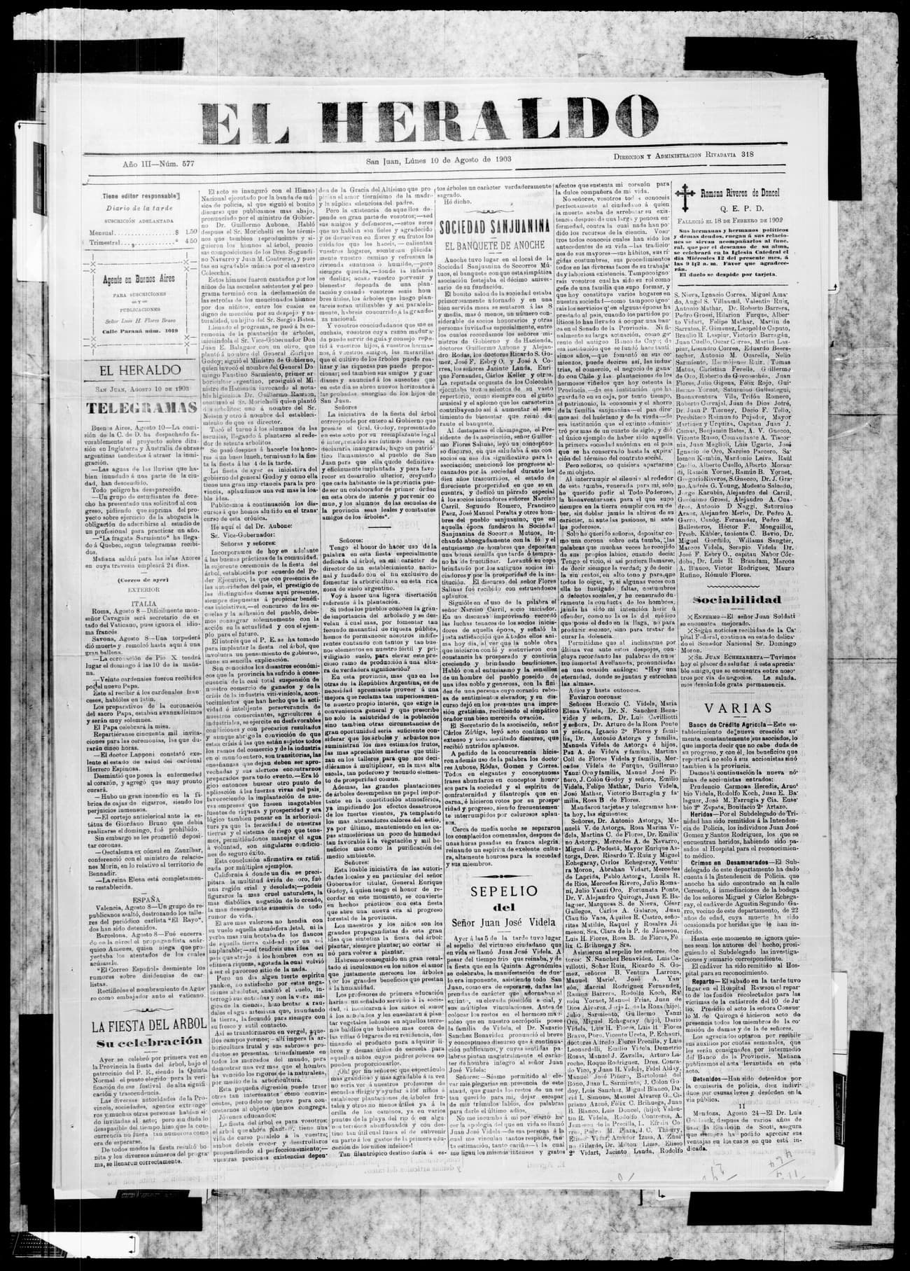 Portada · 10 de Agosto de 1903