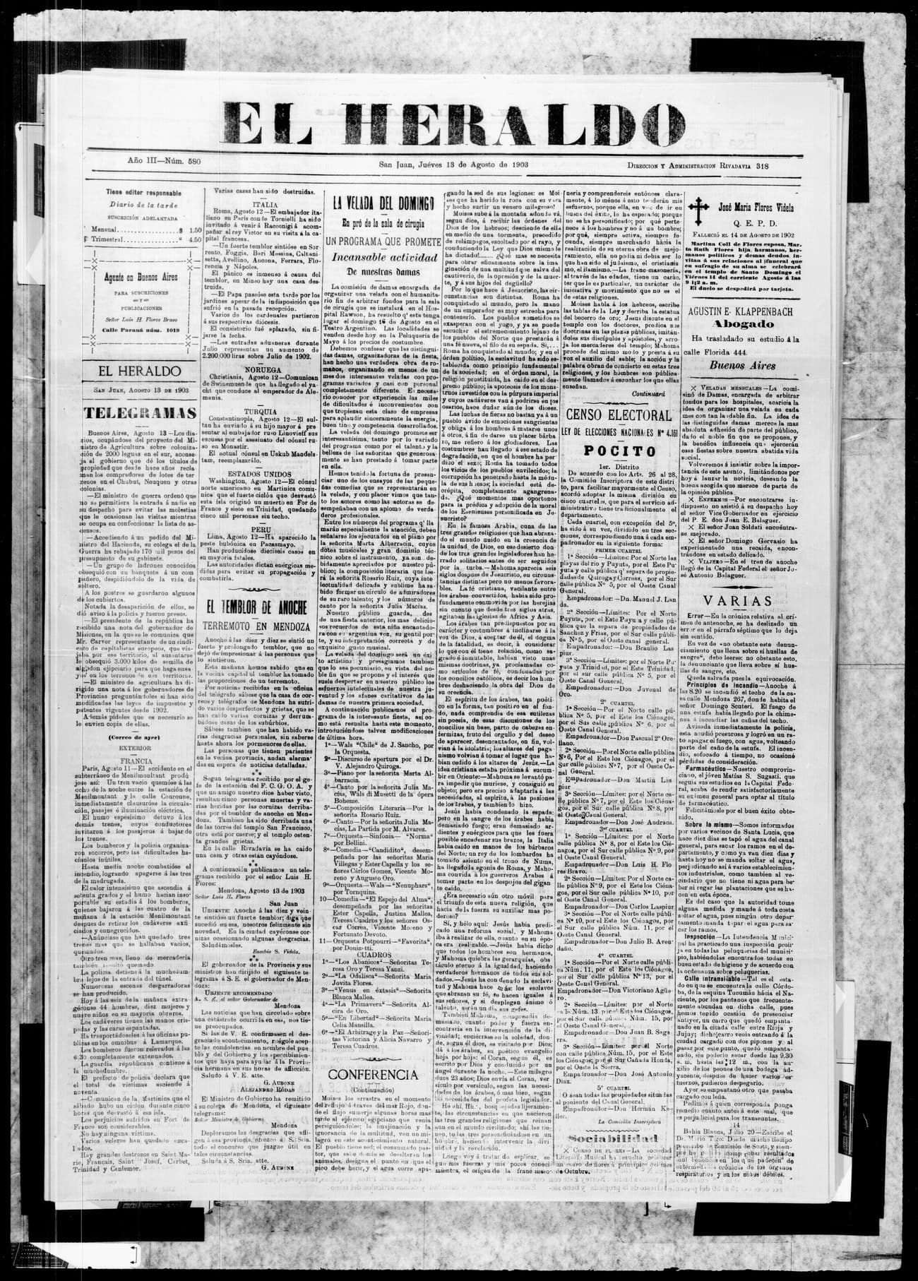 Portada · 13 de Agosto de 1903
