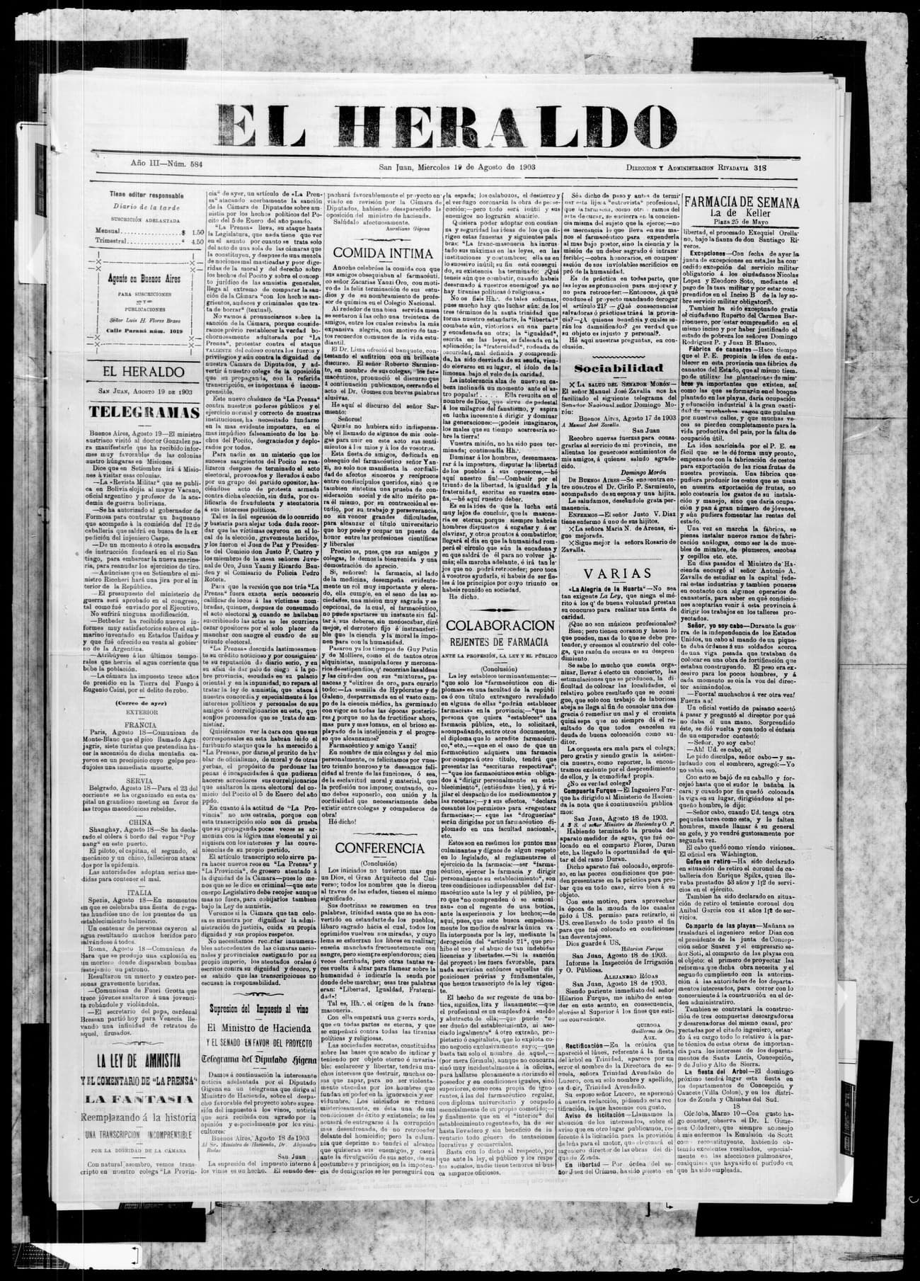 Portada · 19 de Agosto de 1903
