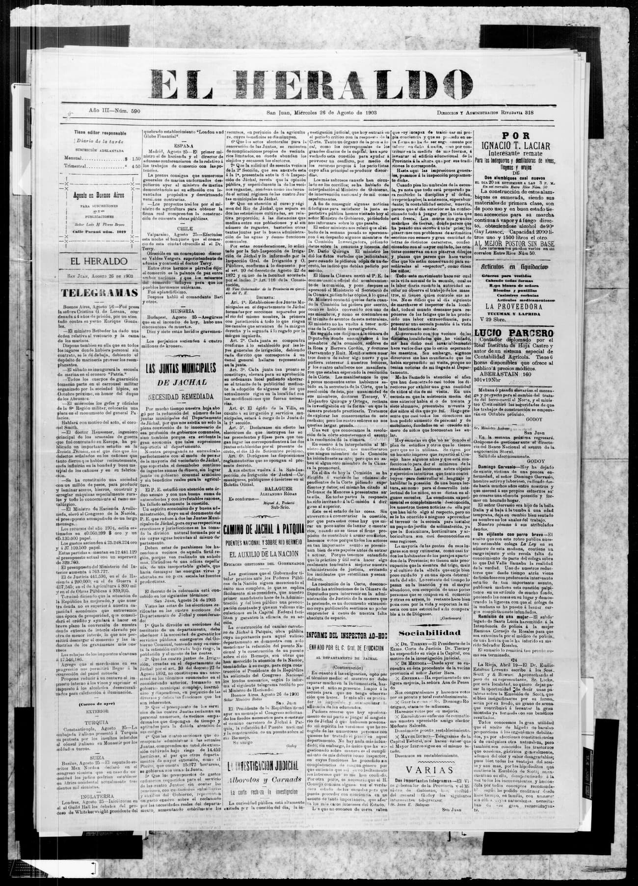 Portada · 26 de Agosto de 1903