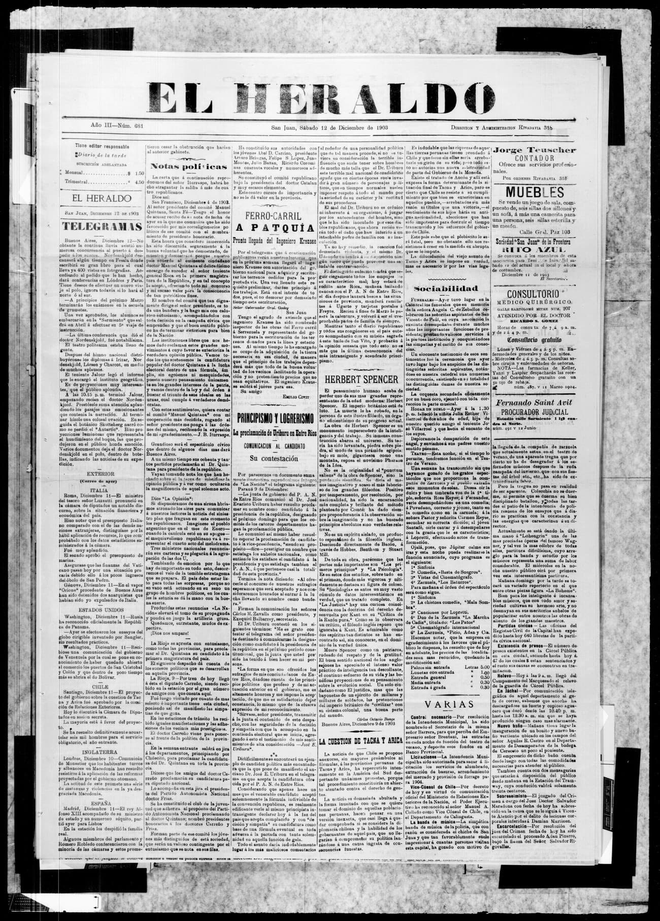 Portada · 12 de Diciembre de 1903