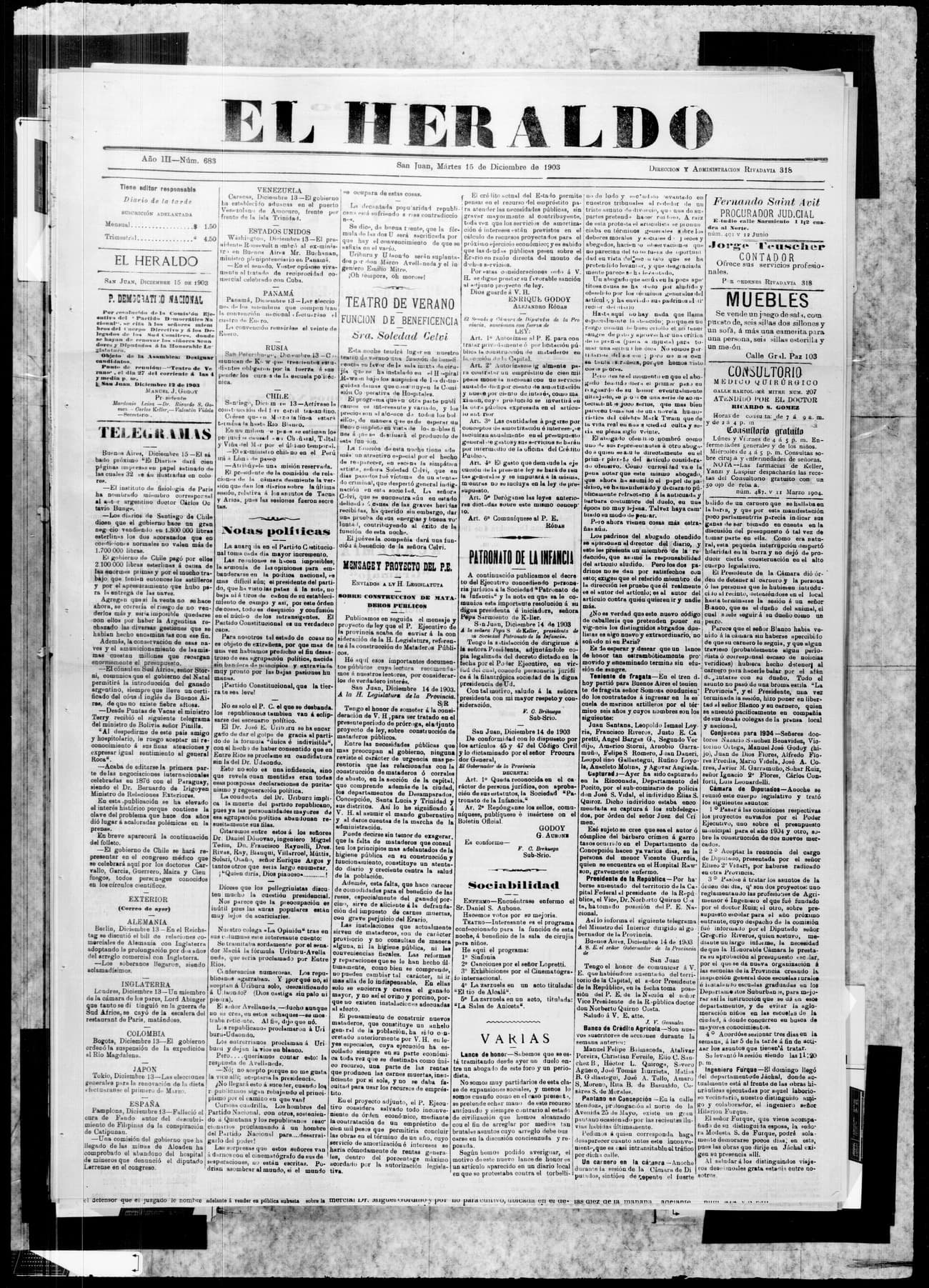 Portada · 15 de Diciembre de 1903