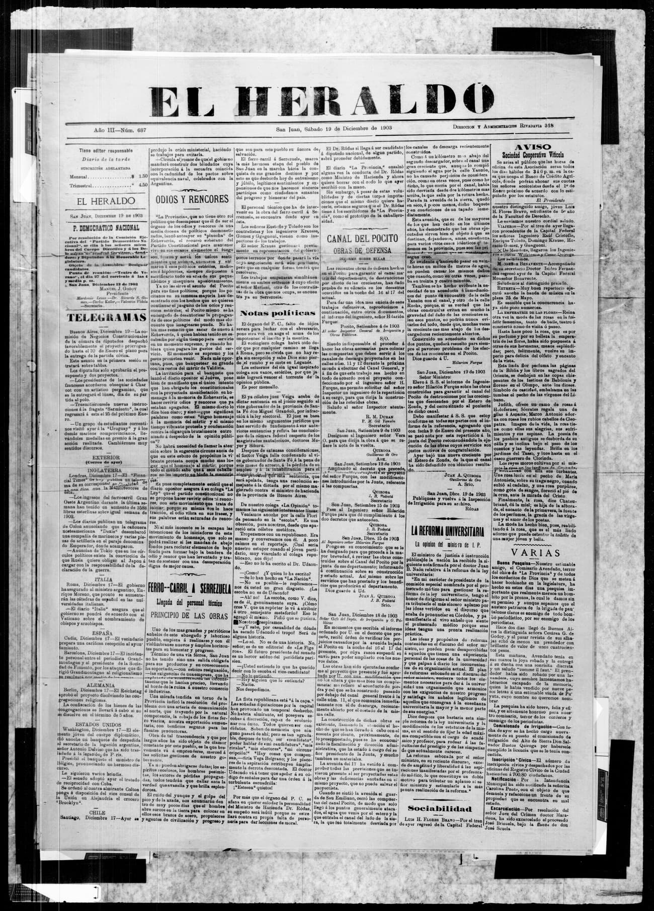 Portada · 19 de Diciembre de 1903