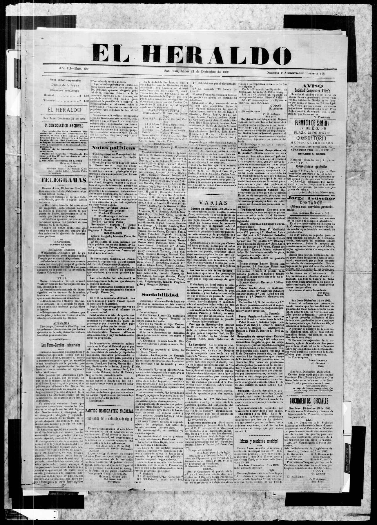 Portada · 21 de Diciembre de 1903