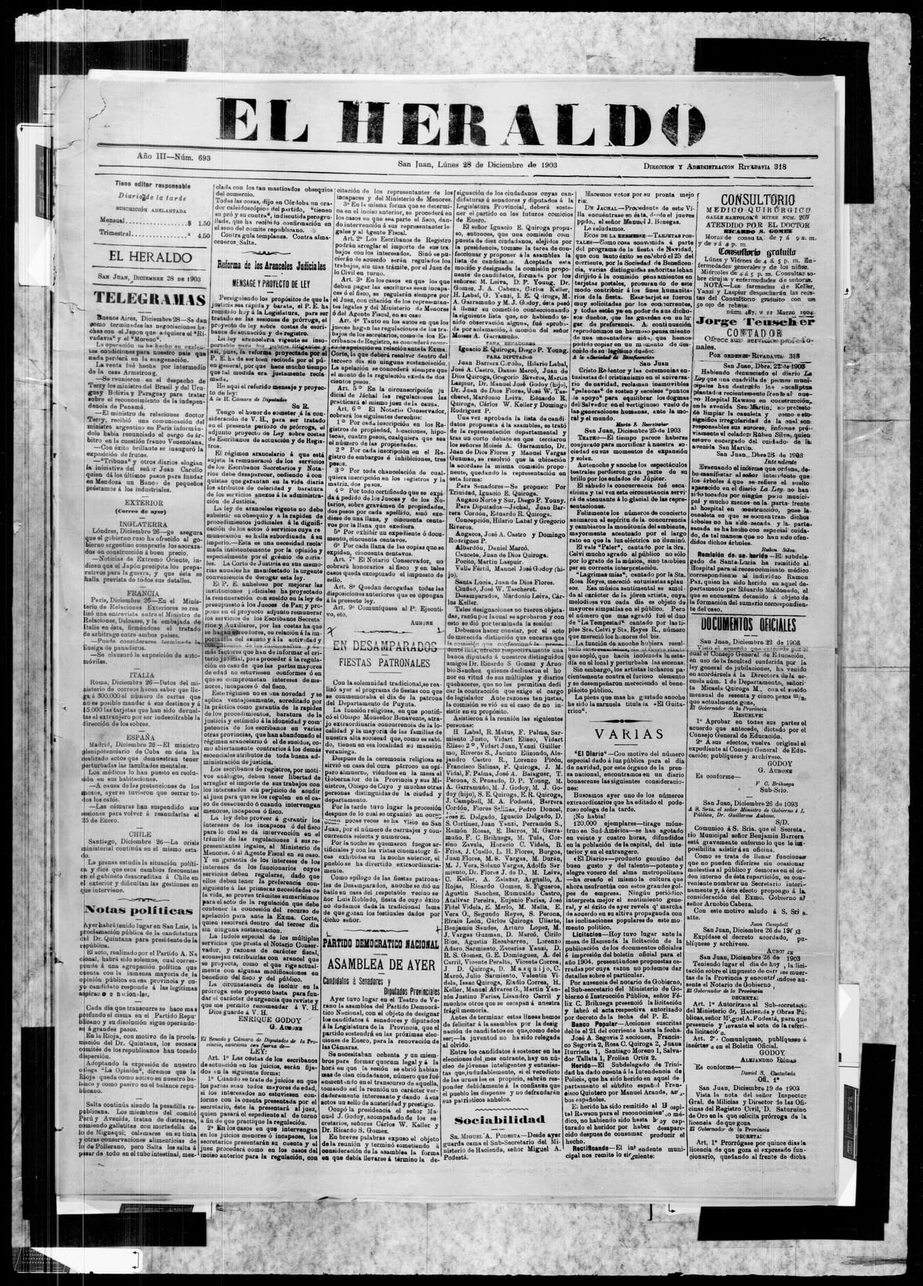 Portada · 28 de Diciembre de 1903