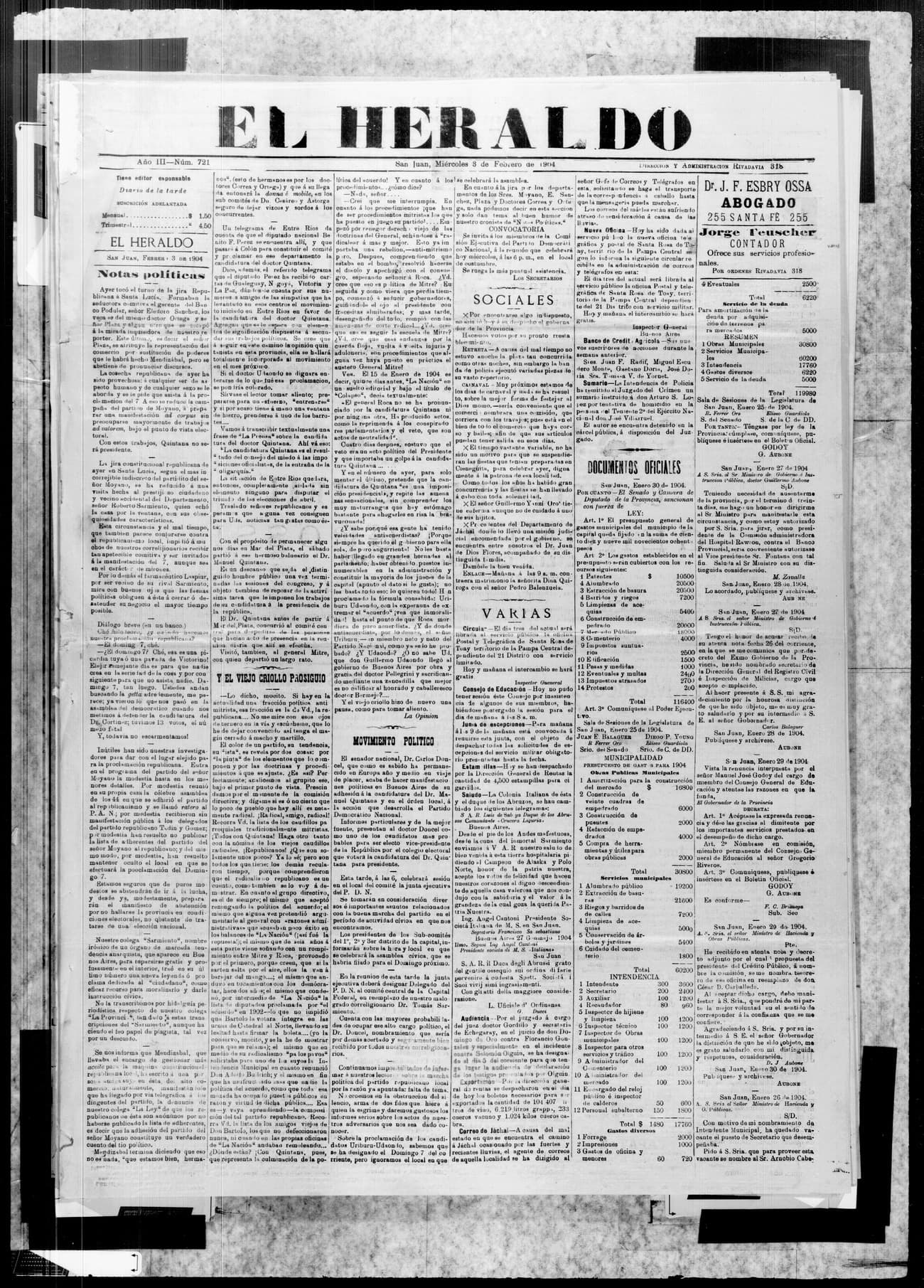 Portada · 3 de Febrero de 1904