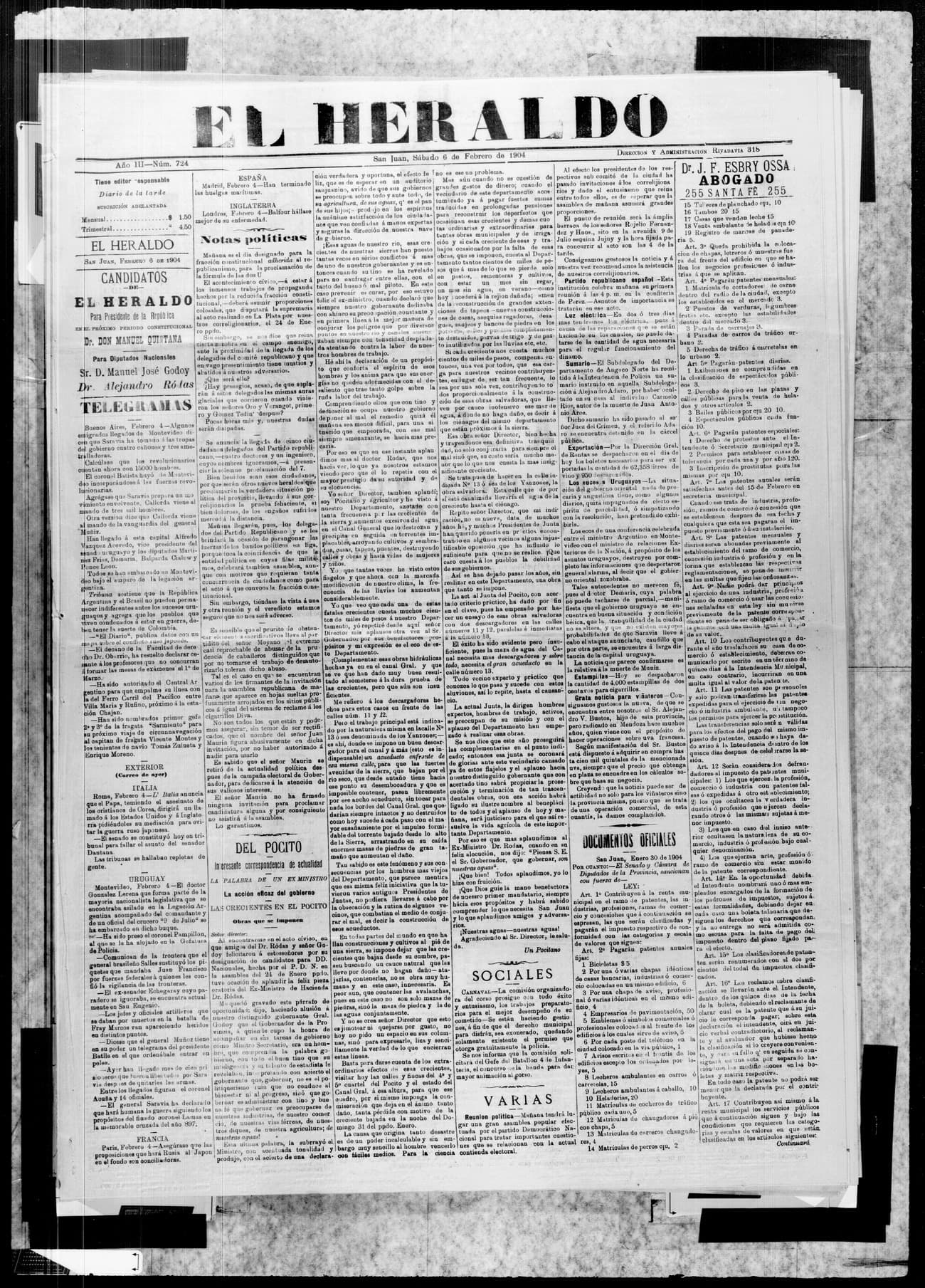 Portada · 6 de Febrero de 1904